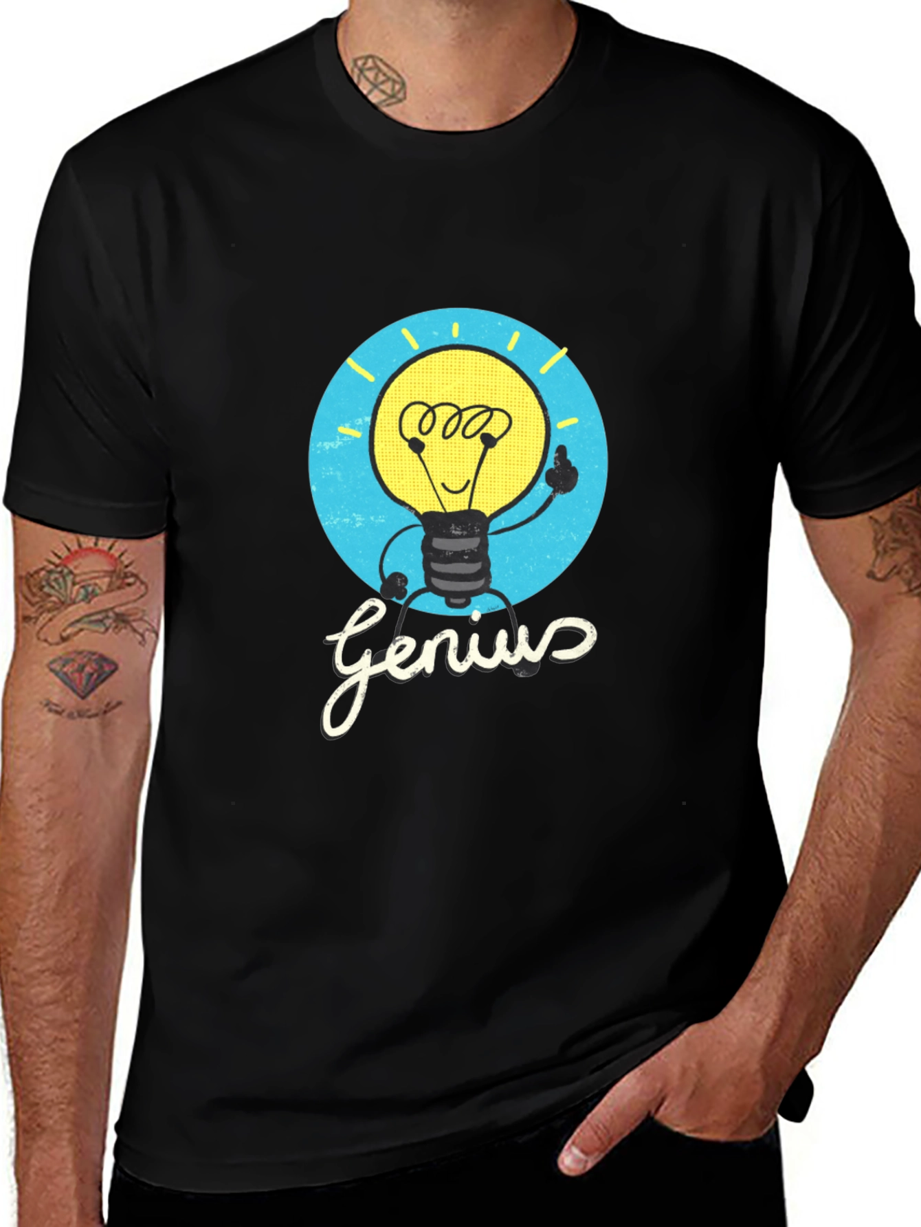 Genius Lightbulb Graphic Tee - Black