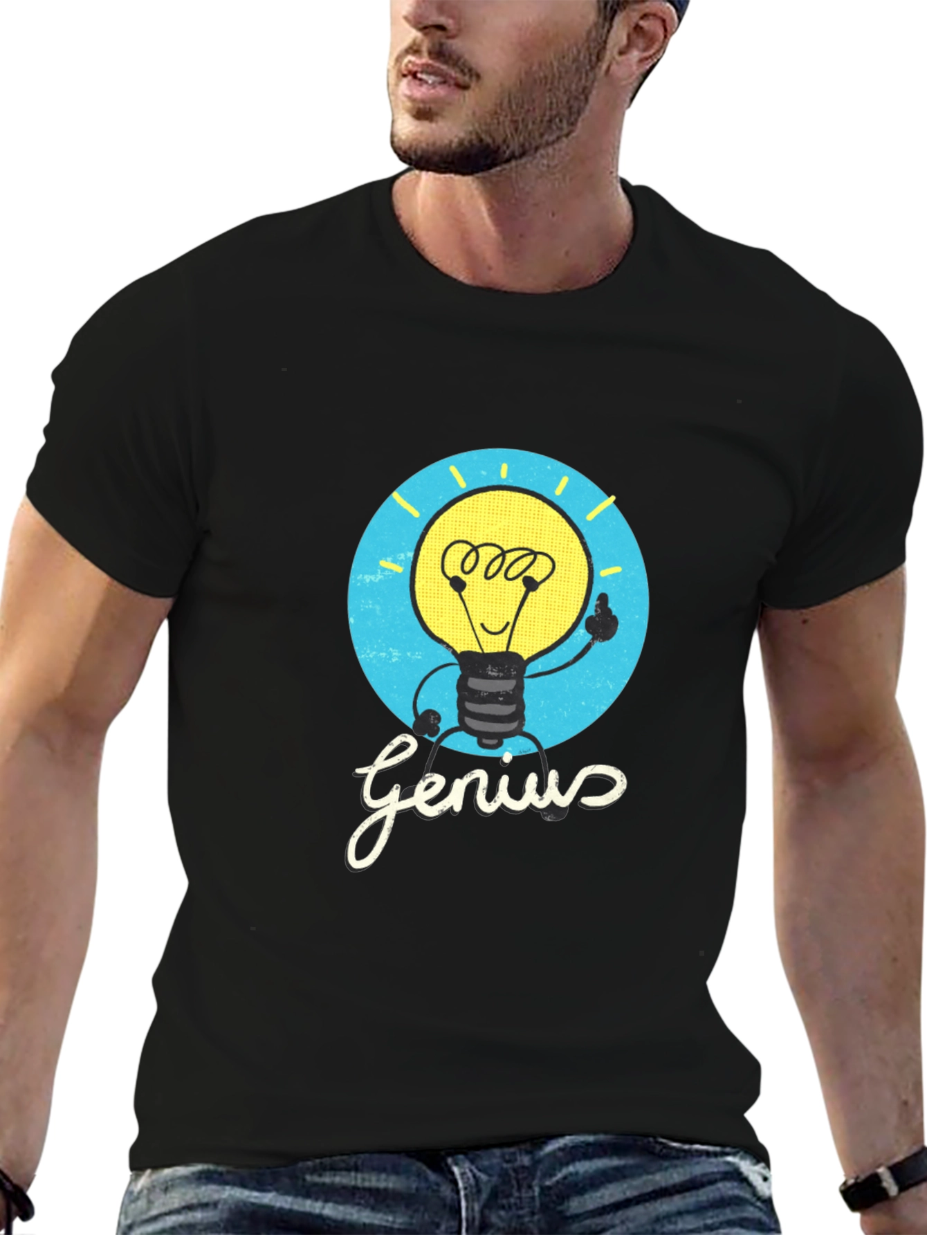 Genius Lightbulb Graphic Tee - Black