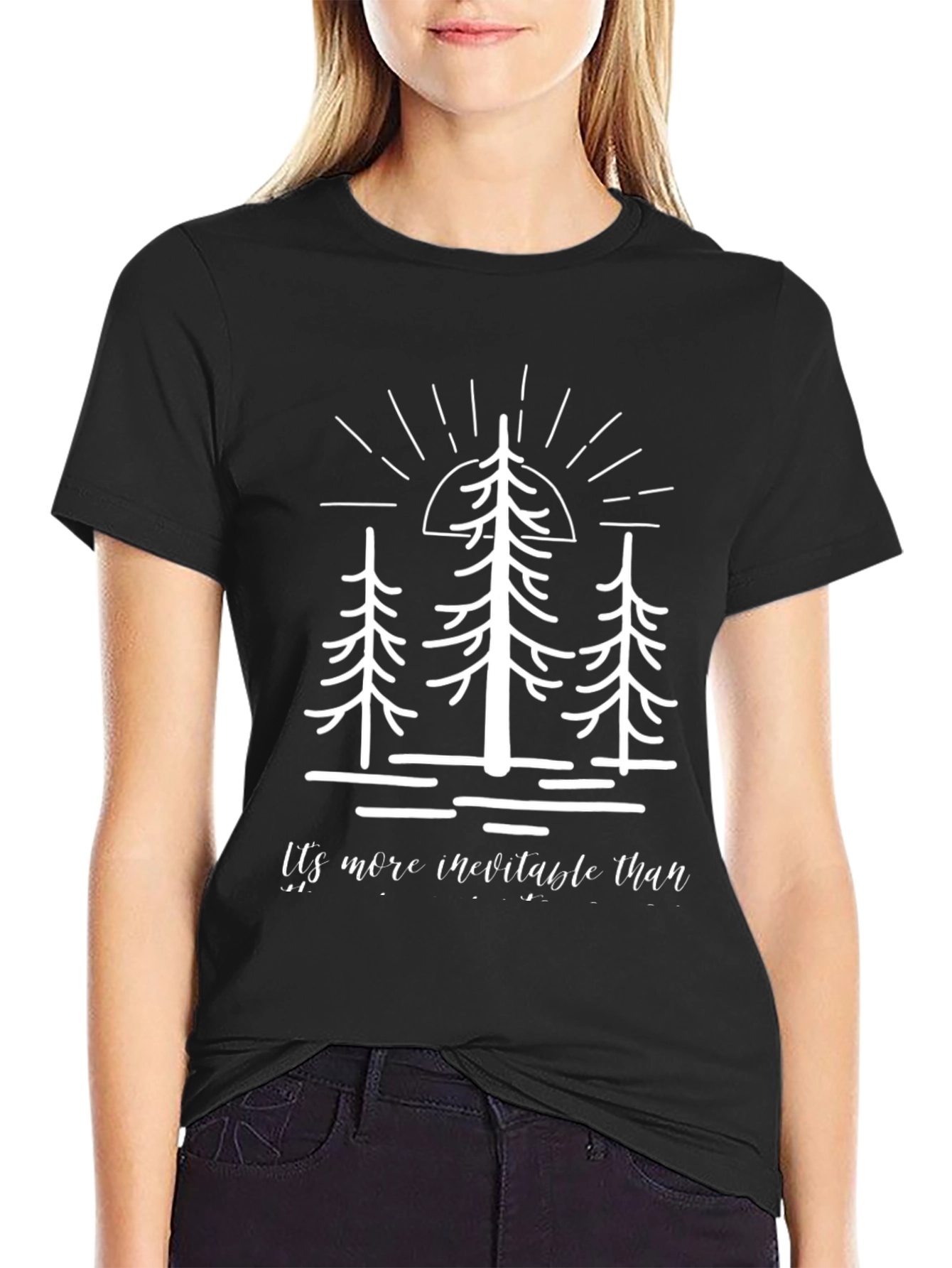 Mens Black Graphic Tee - Tree Design