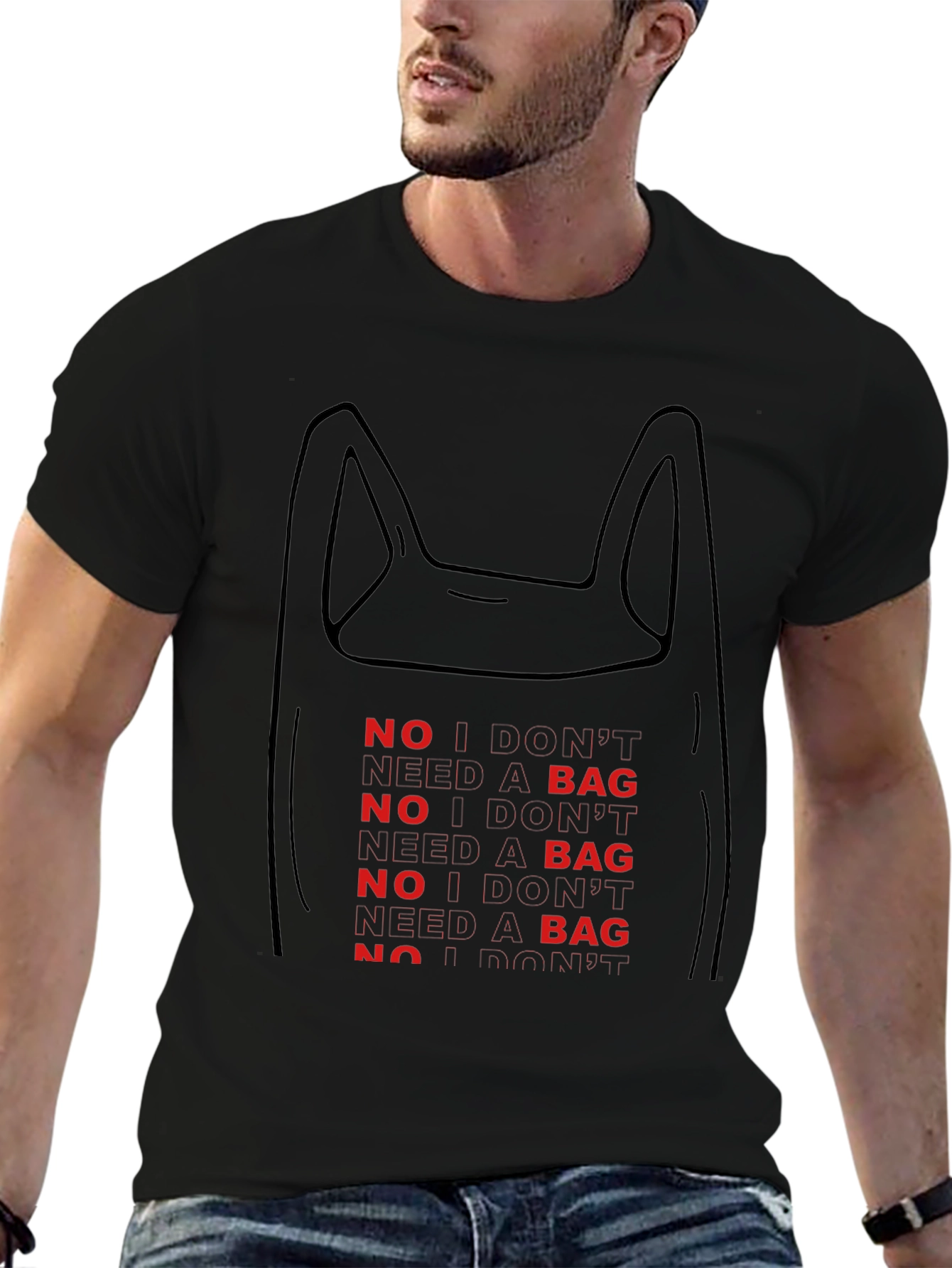 No Bag Needed Graphic Tee - Eco Friendly Design