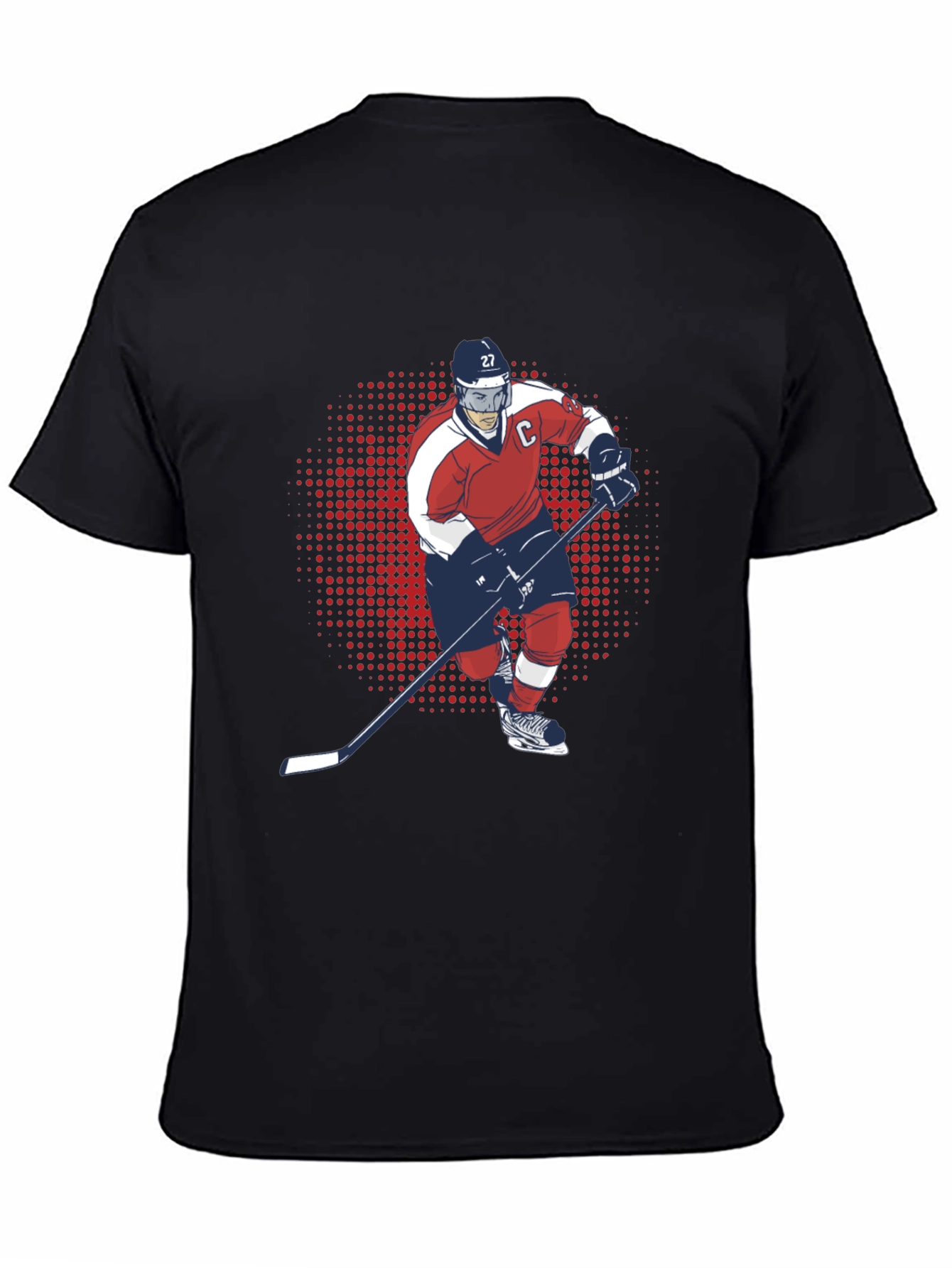 Hockey Player Graphic T-Shirt - Black