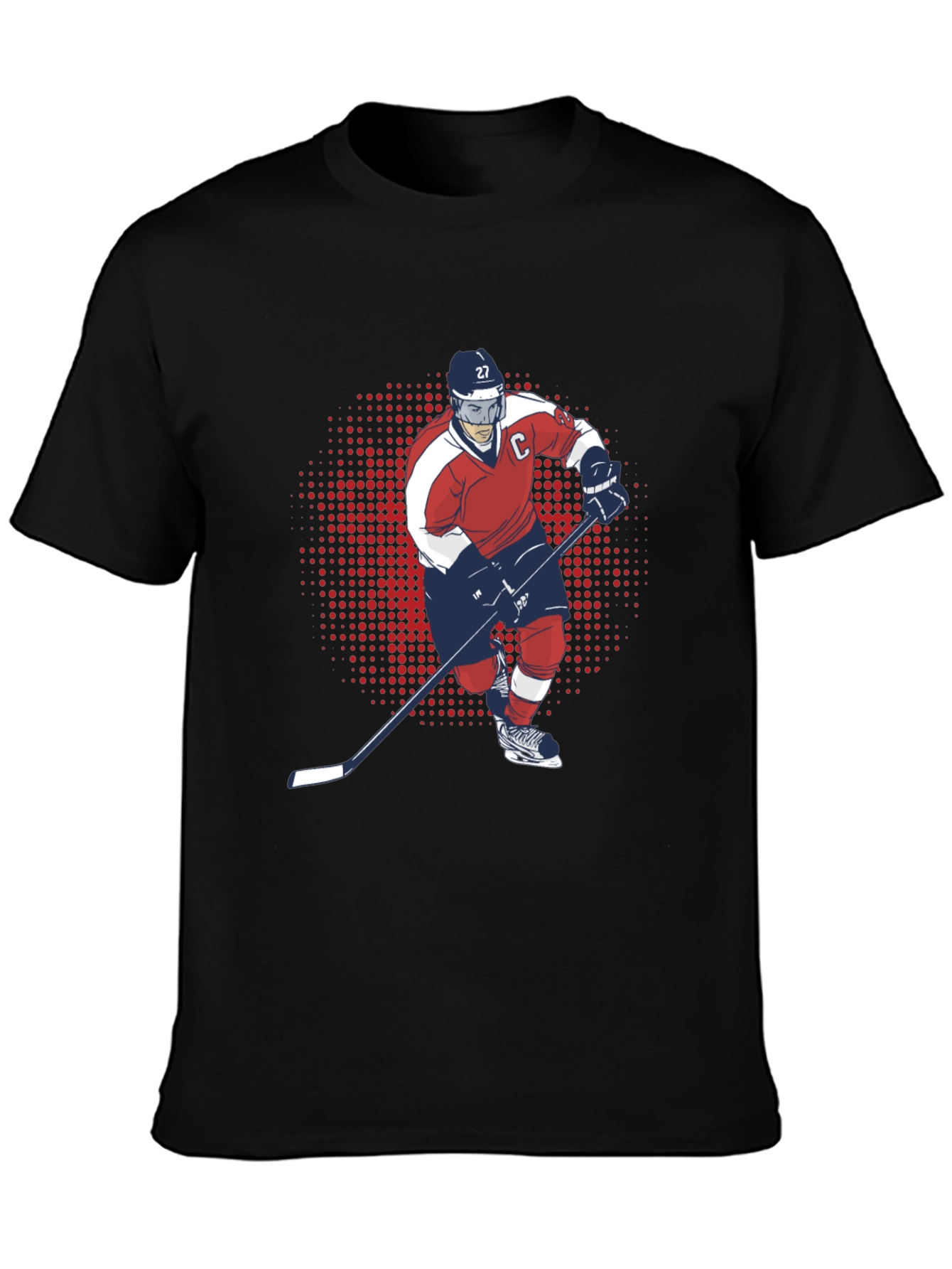 Hockey Player Graphic T-Shirt - Black