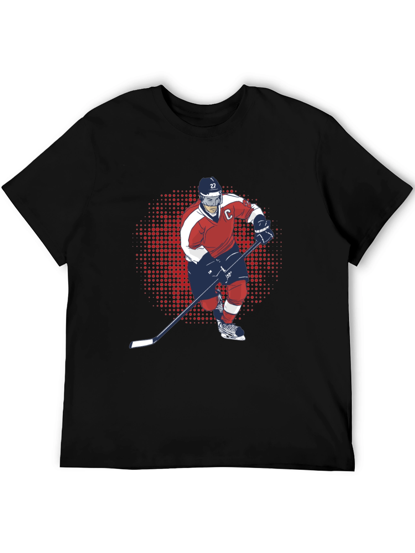 Hockey Player Graphic T-Shirt - Black