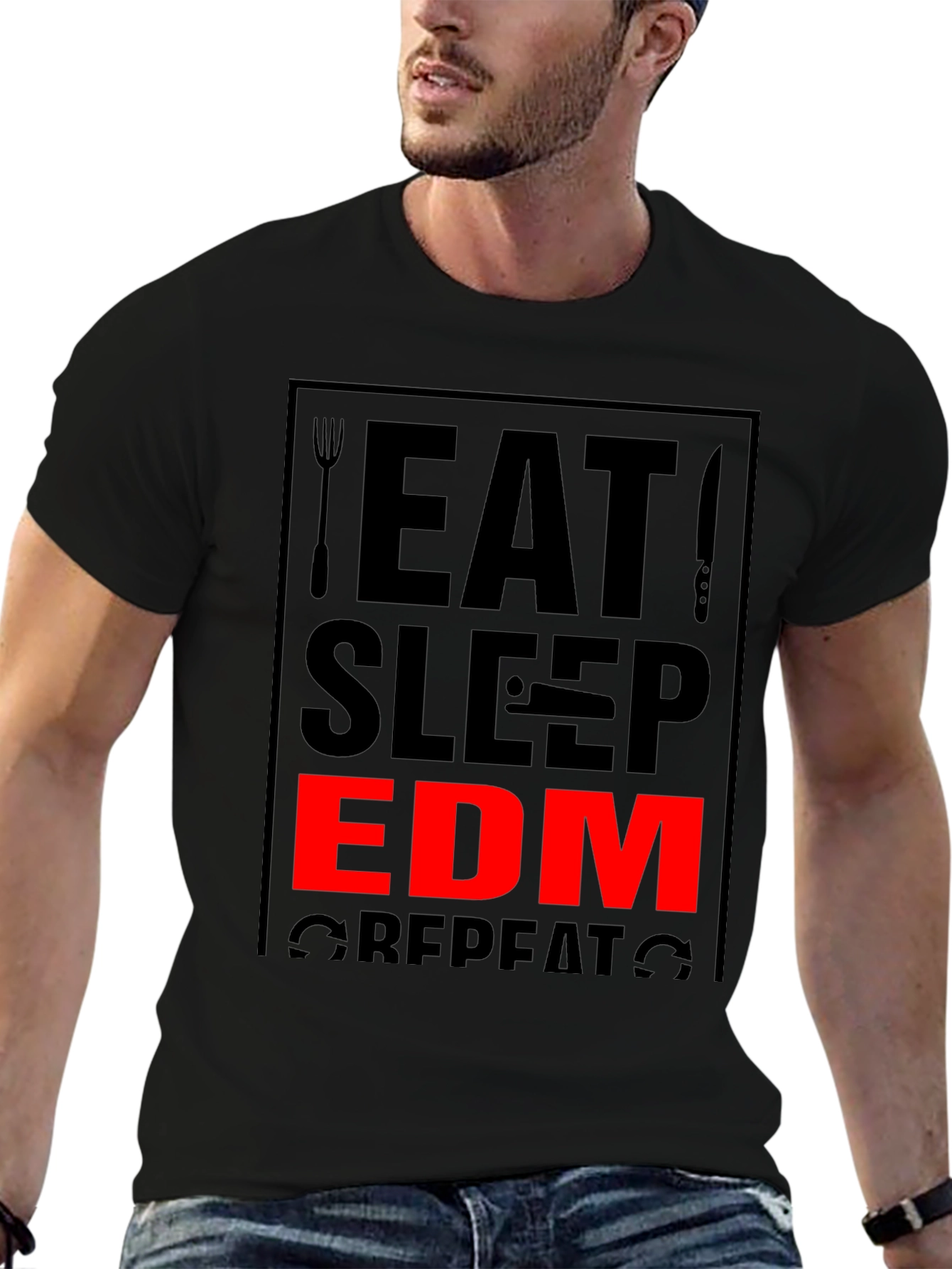 Eat Sleep EDM Repeat Black T-Shirt