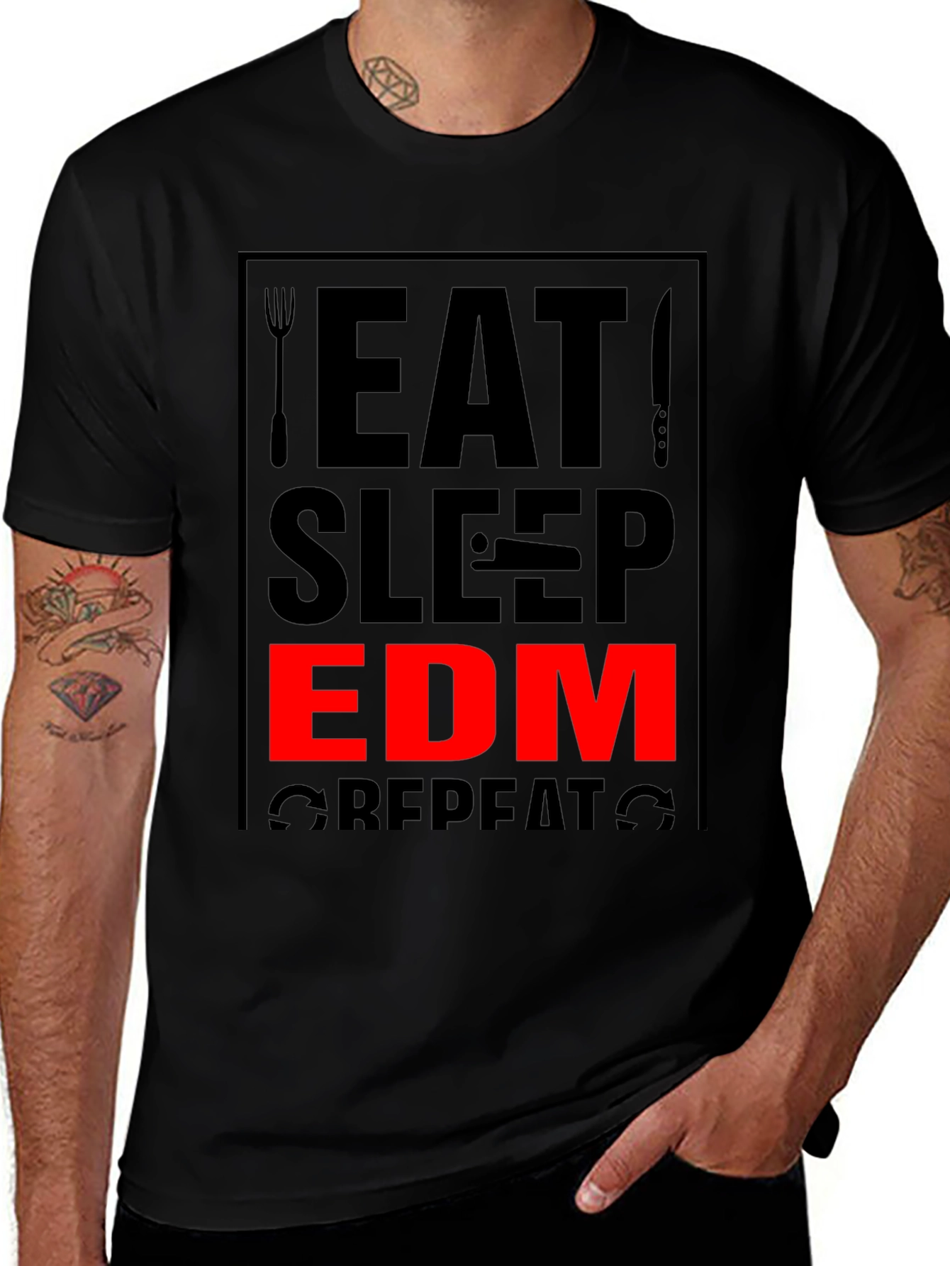 Eat Sleep EDM Repeat Black T-Shirt
