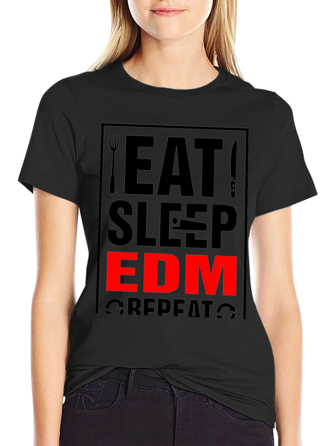 Eat Sleep EDM Repeat Black T-Shirt