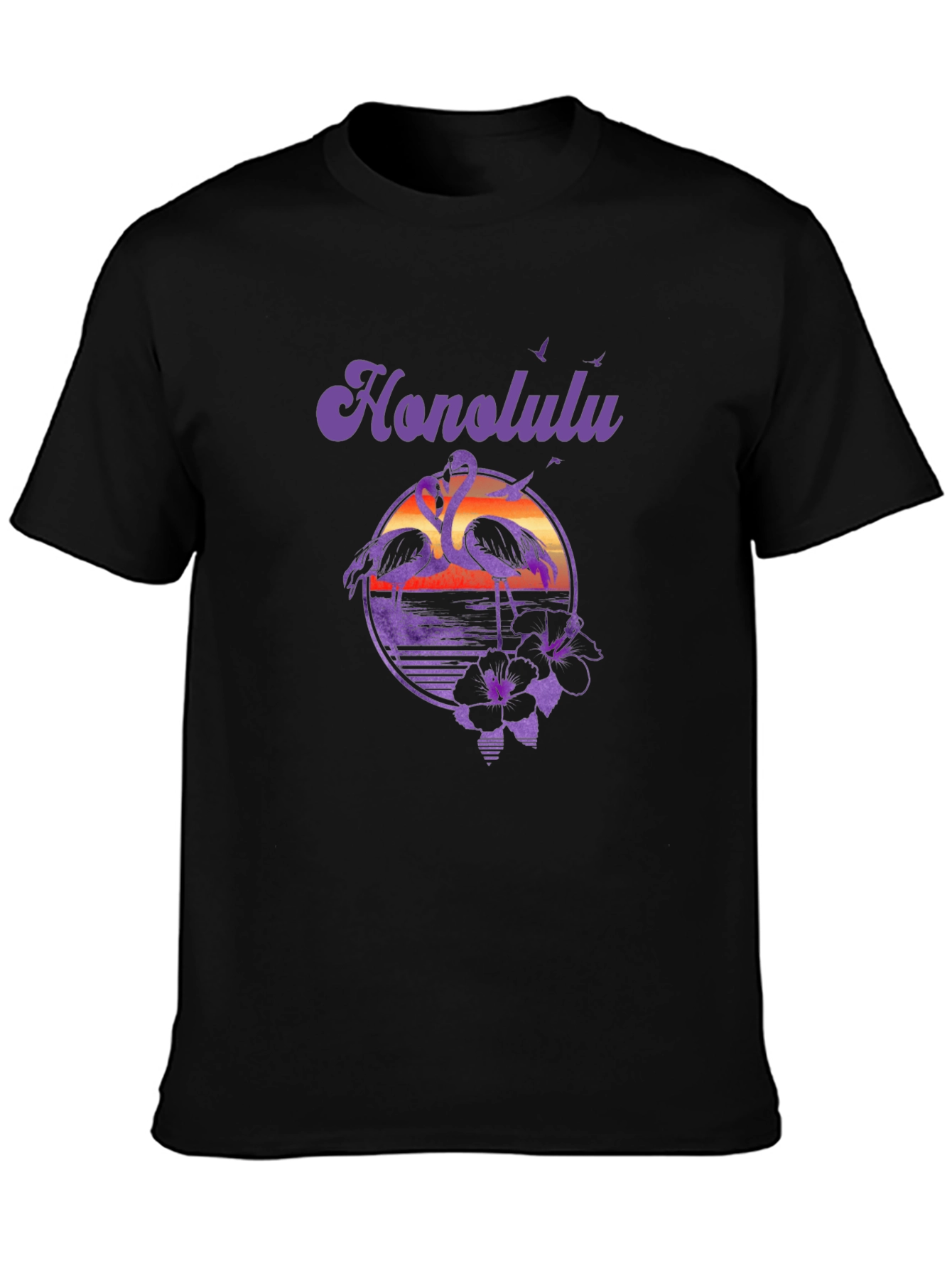Honolulu Flamingo Sunset Graphic T-Shirt