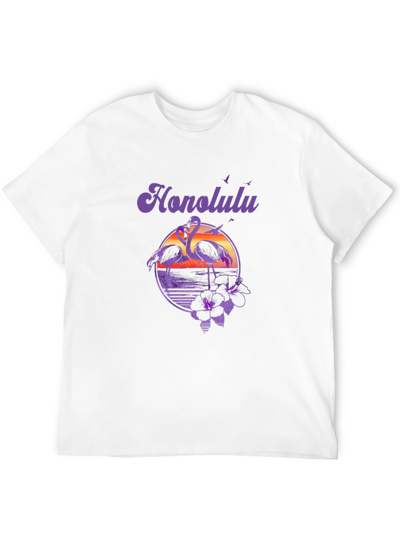 Honolulu Flamingo Sunset Graphic T-Shirt