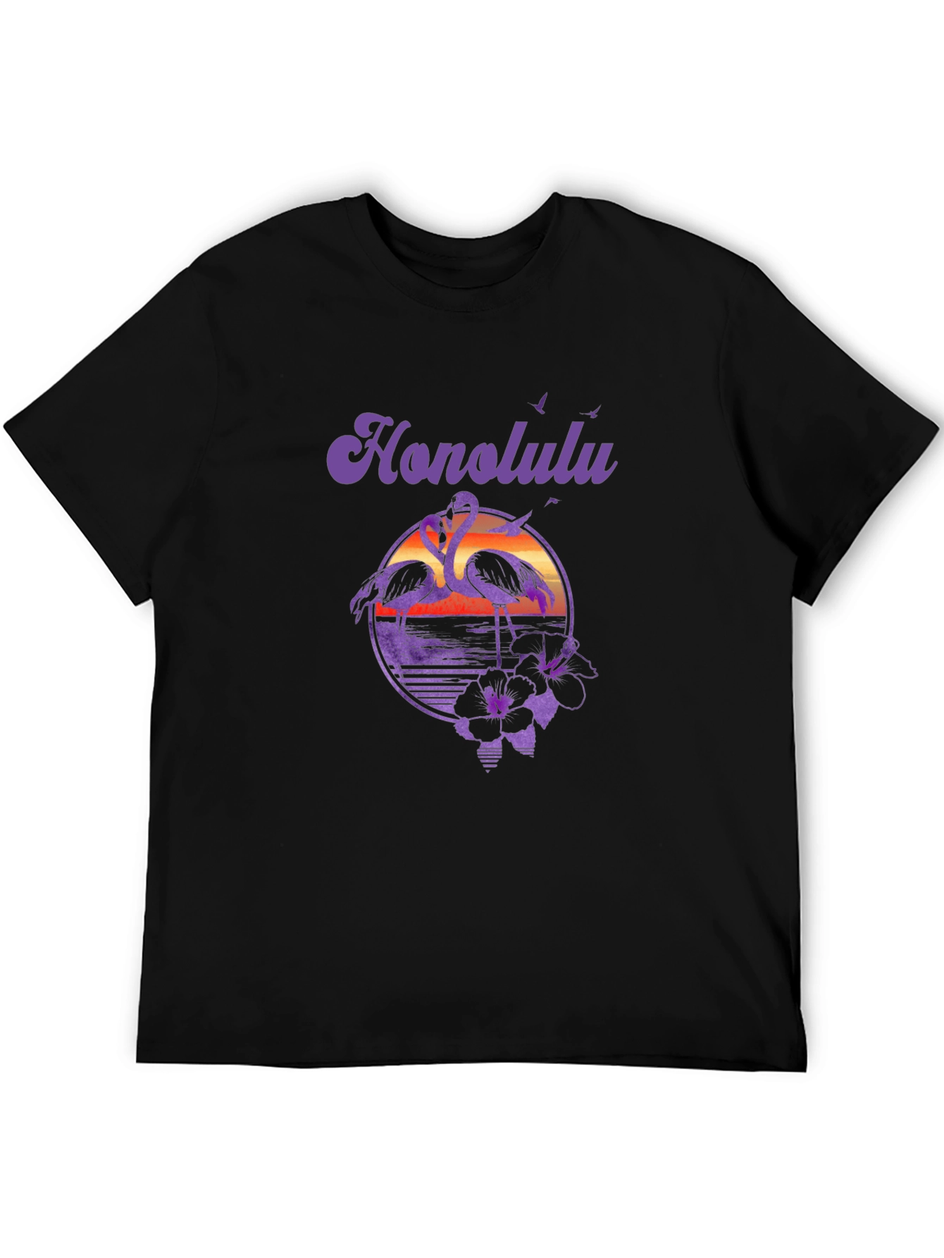 Honolulu Flamingo Sunset Graphic T-Shirt