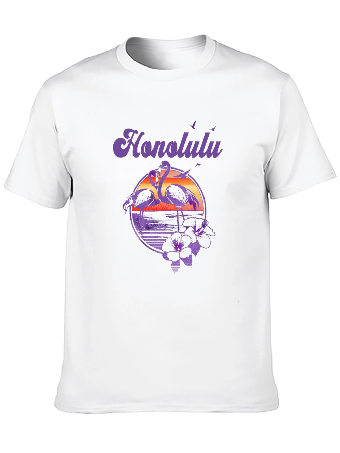 Honolulu Flamingo Sunset Graphic T-Shirt