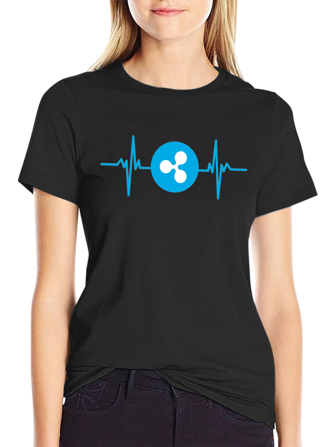 Ripple Crypto Heartbeat T-Shirt - Black