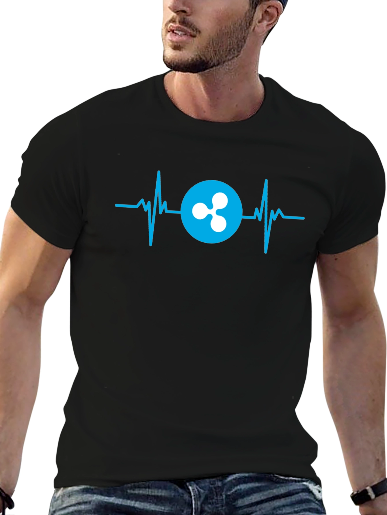 Ripple Crypto Heartbeat T-Shirt - Black