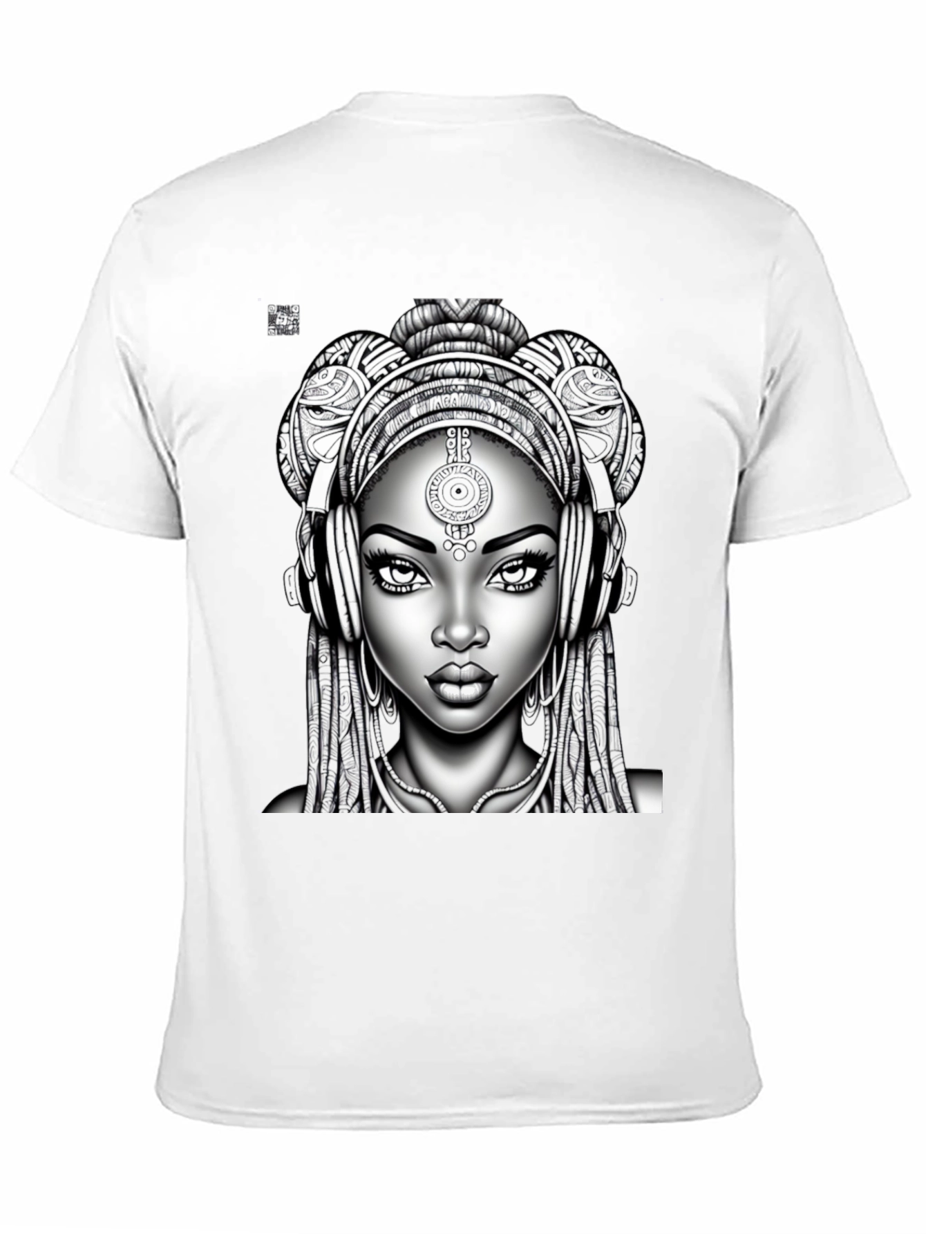 Graphic Tee: Afro-futuristic Woman with Headphones - Black