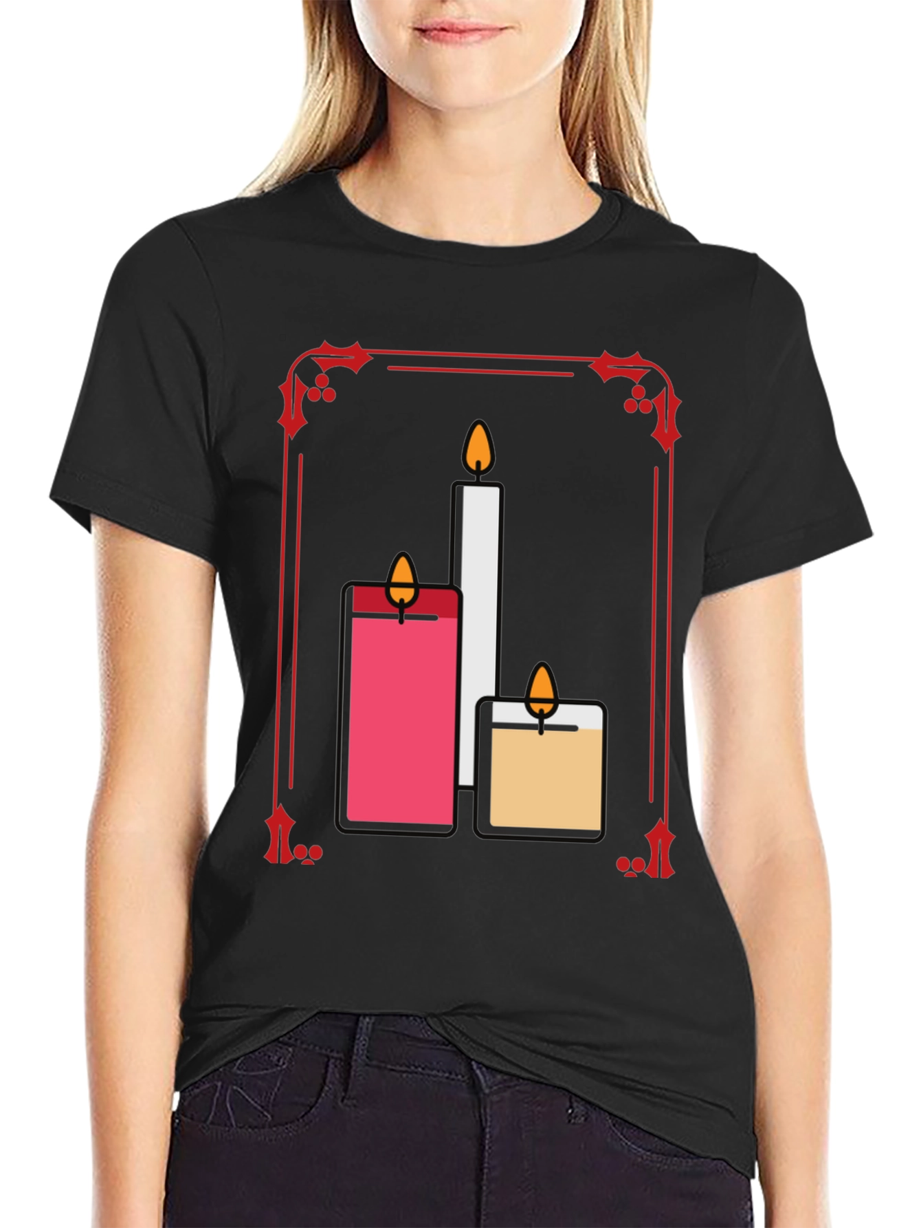 Festive Candle T-Shirt: Holiday Cheer