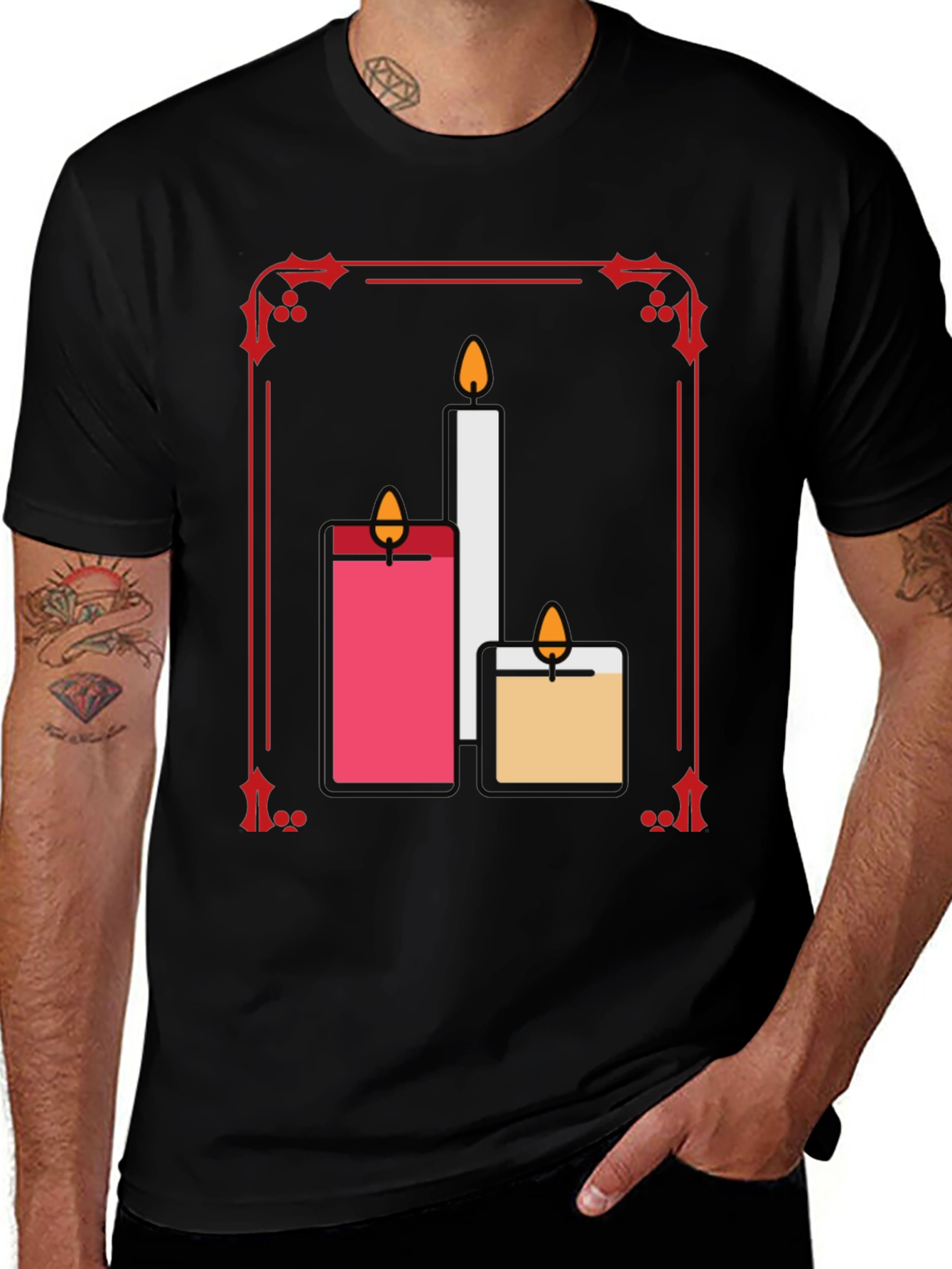 Festive Candle T-Shirt: Holiday Cheer