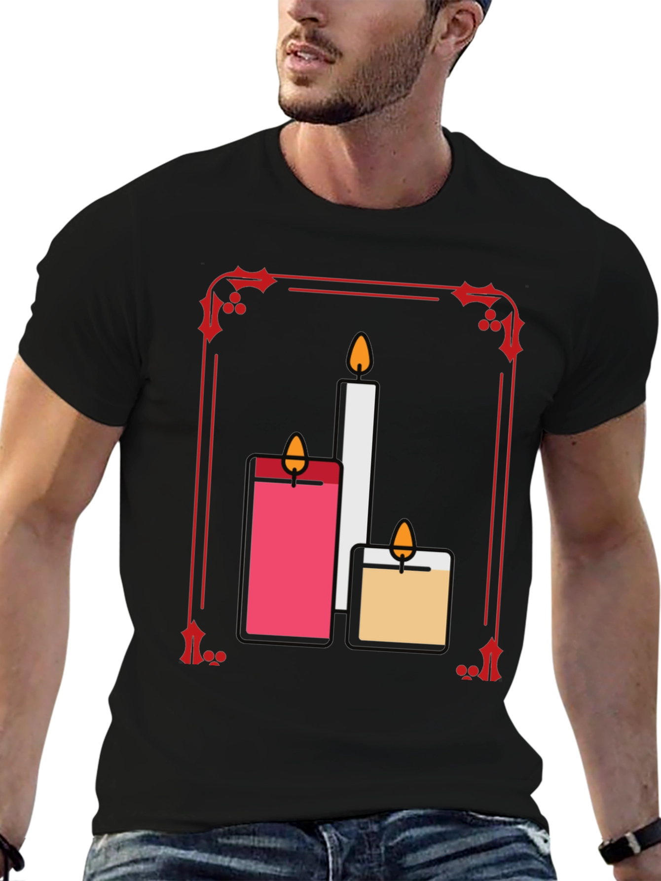 Festive Candle T-Shirt: Holiday Cheer
