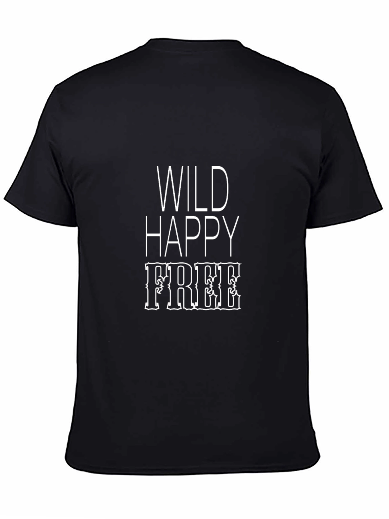 Wild Happy Free Graphic Print Black T-Shirt
