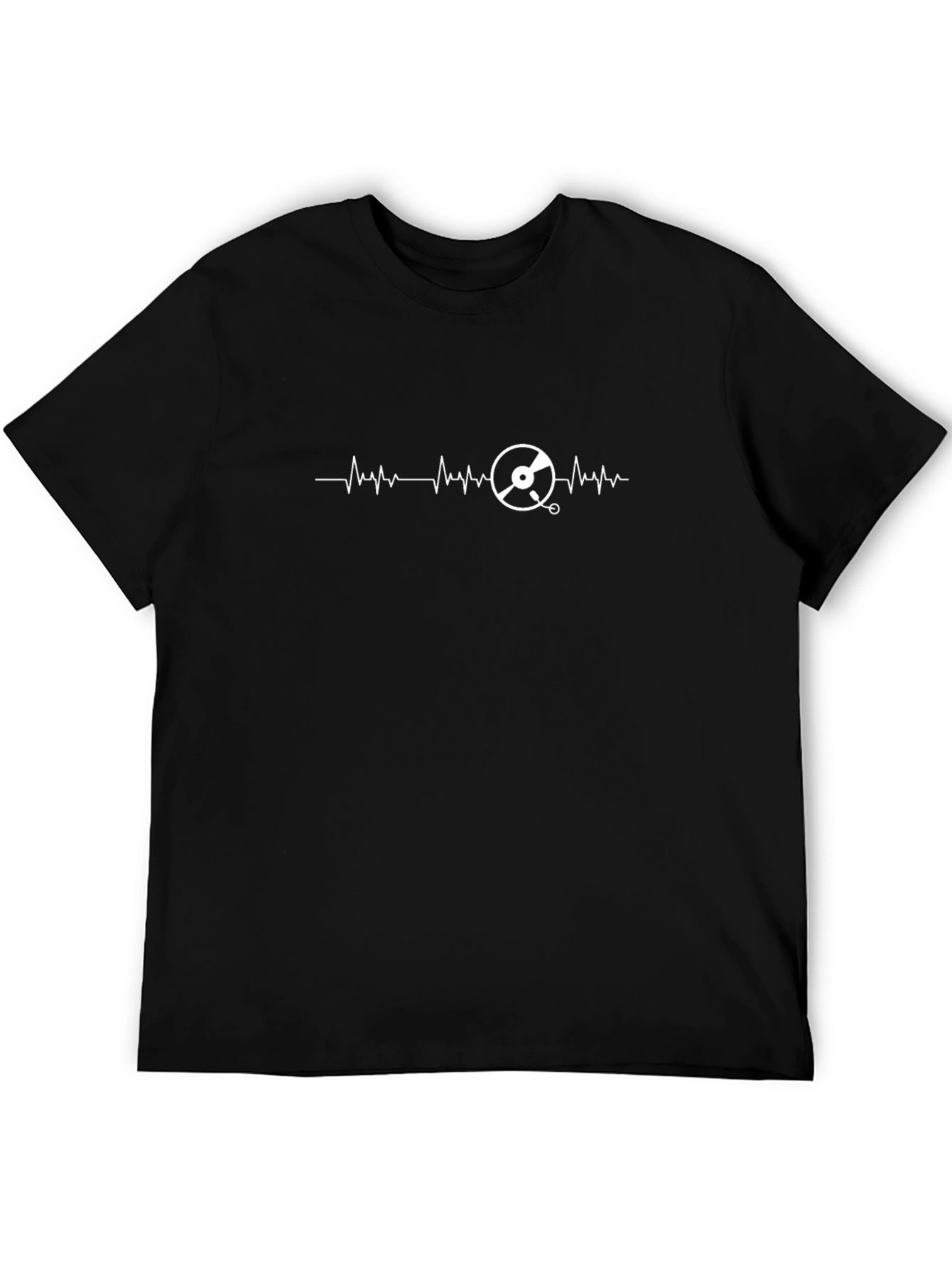 DJ Heartbeat Graphic Tee - Black Cotton Blend