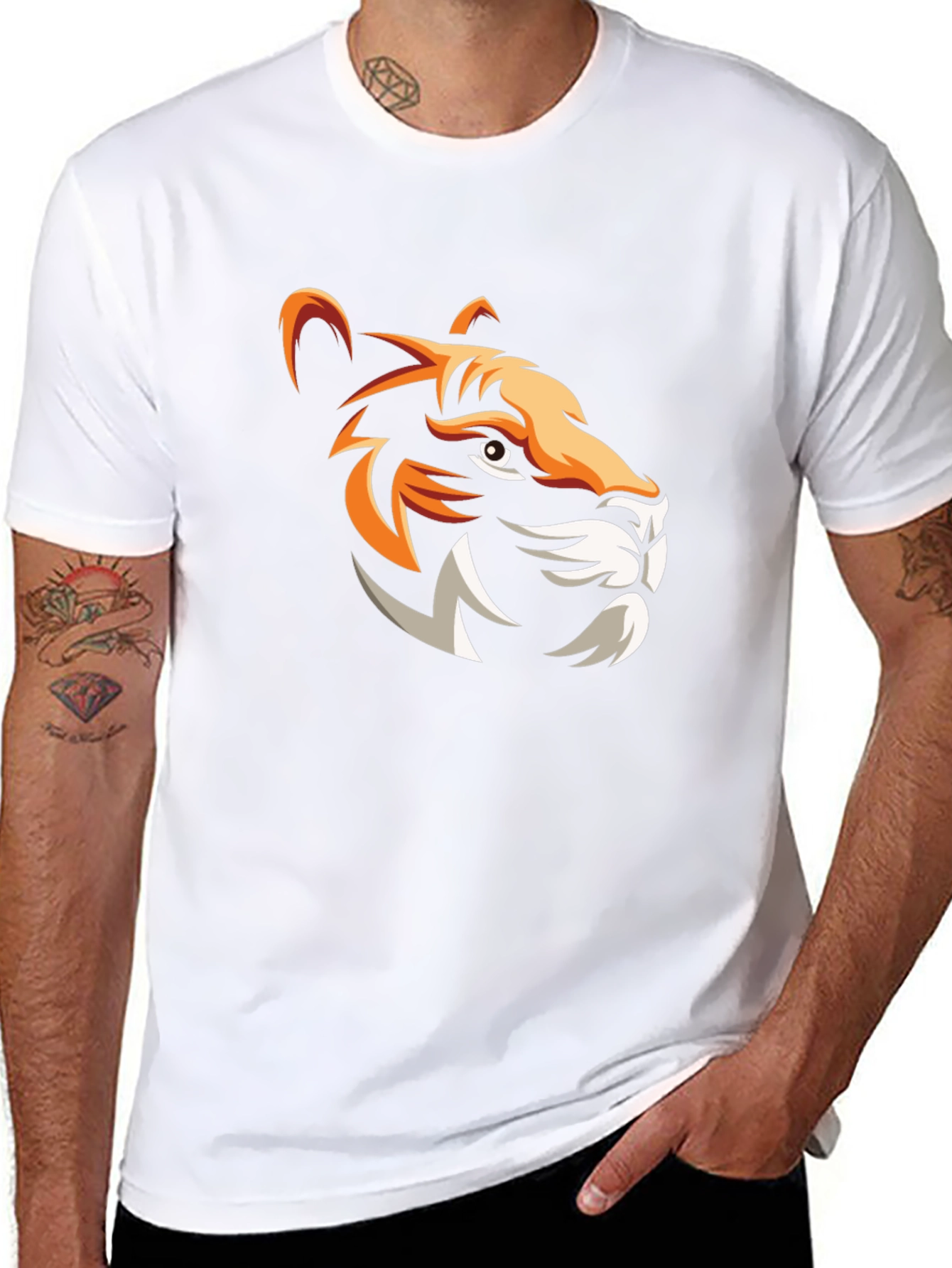 Bold Tiger Graphic Print Mens Black T-Shirt