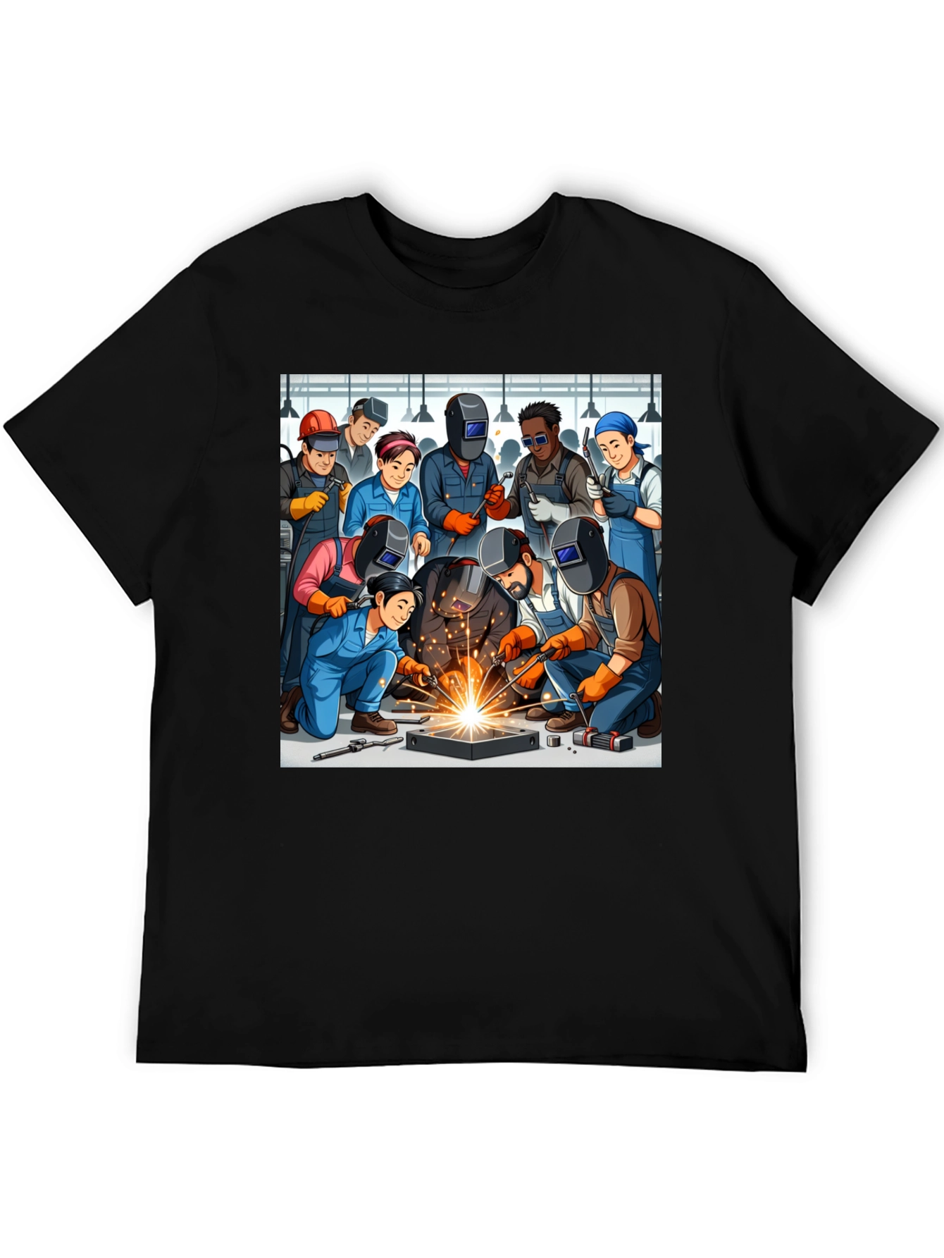 Welding Crew Graphic Tee - Black Cotton Blend