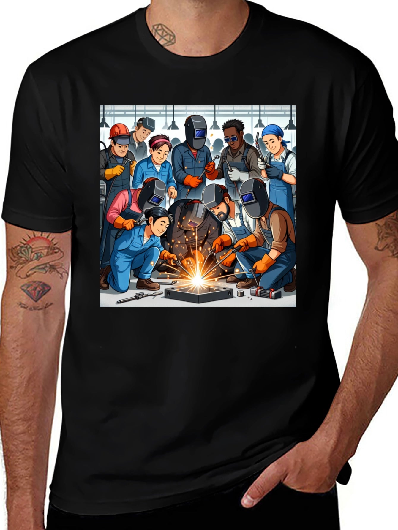 Welding Crew Graphic Tee - Black Cotton Blend