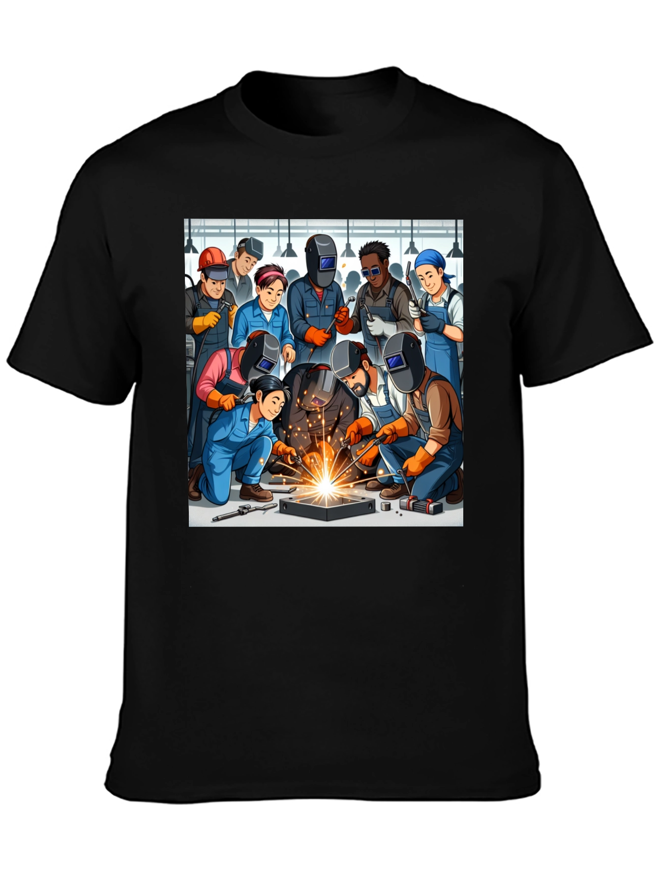 Welding Crew Graphic Tee - Black Cotton Blend