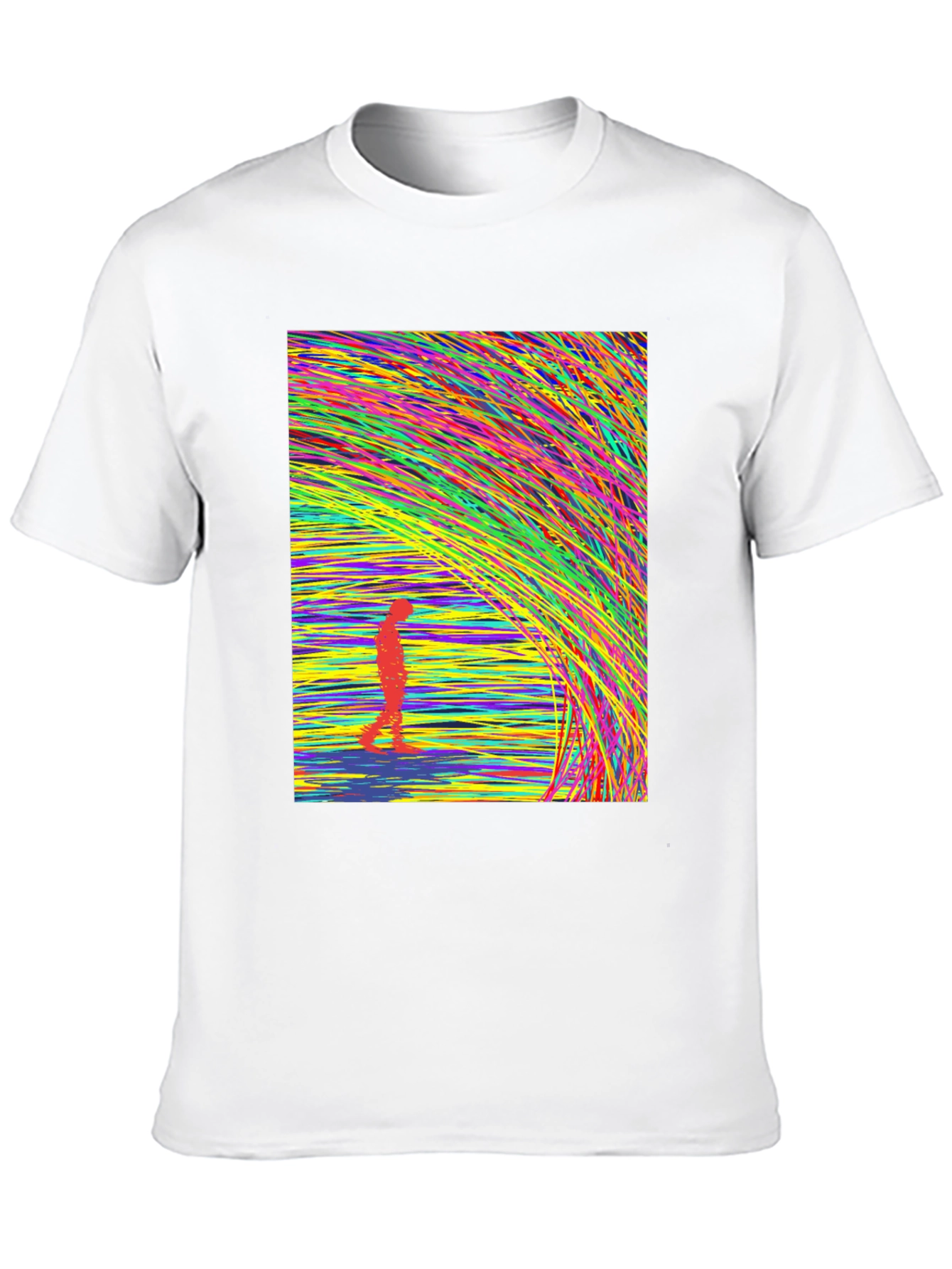 Abstract Lines Design Black T-Shirt