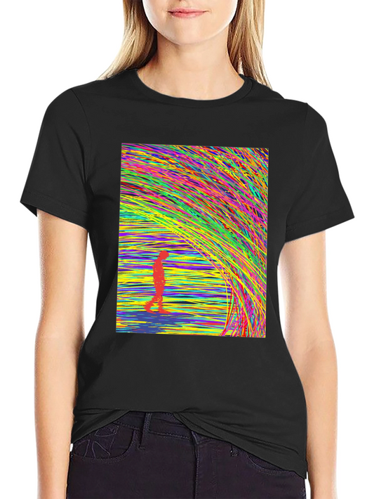 Abstract Lines Design Black T-Shirt