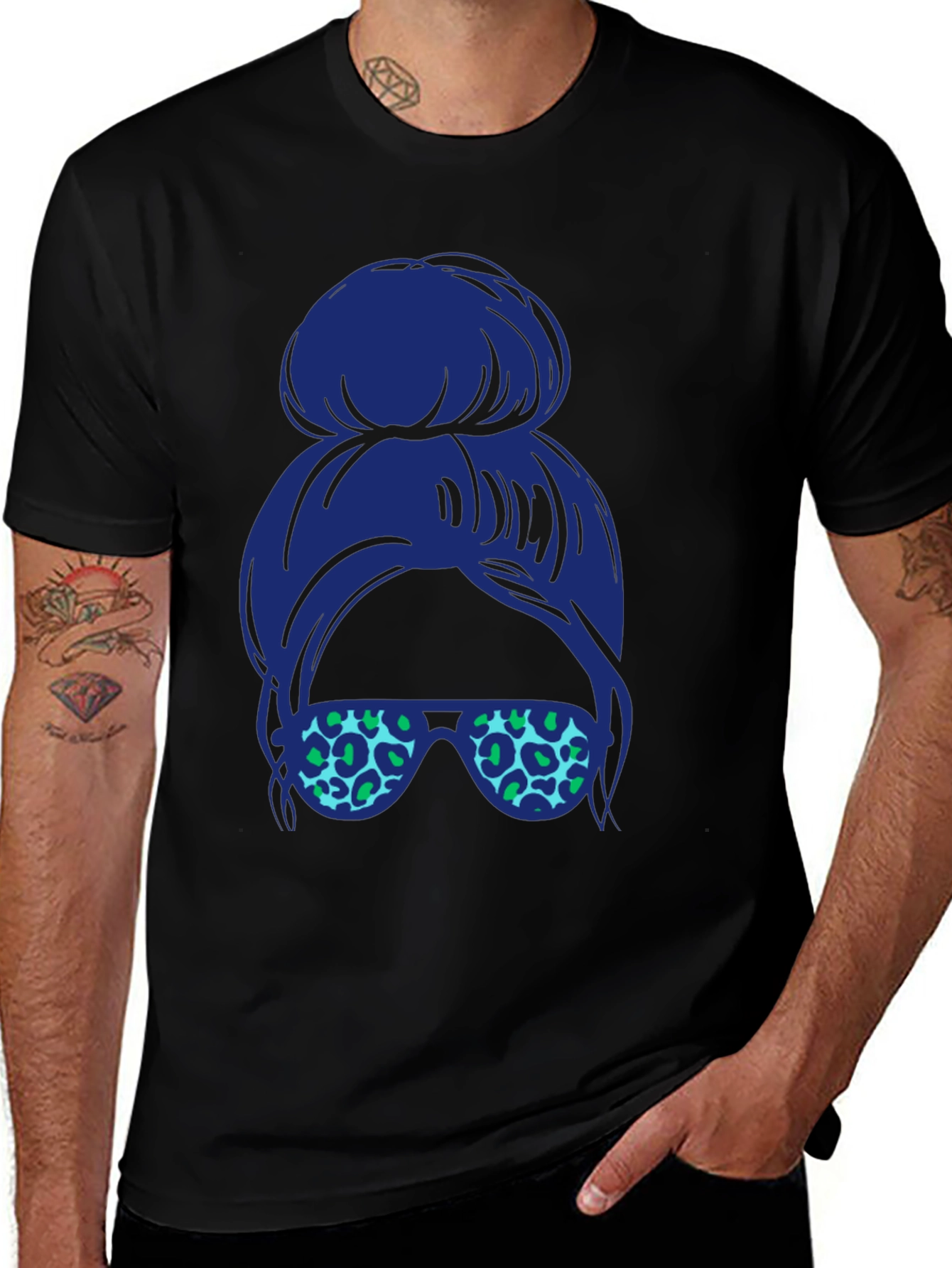 Messy Bun Leopard Sunglasses Tee