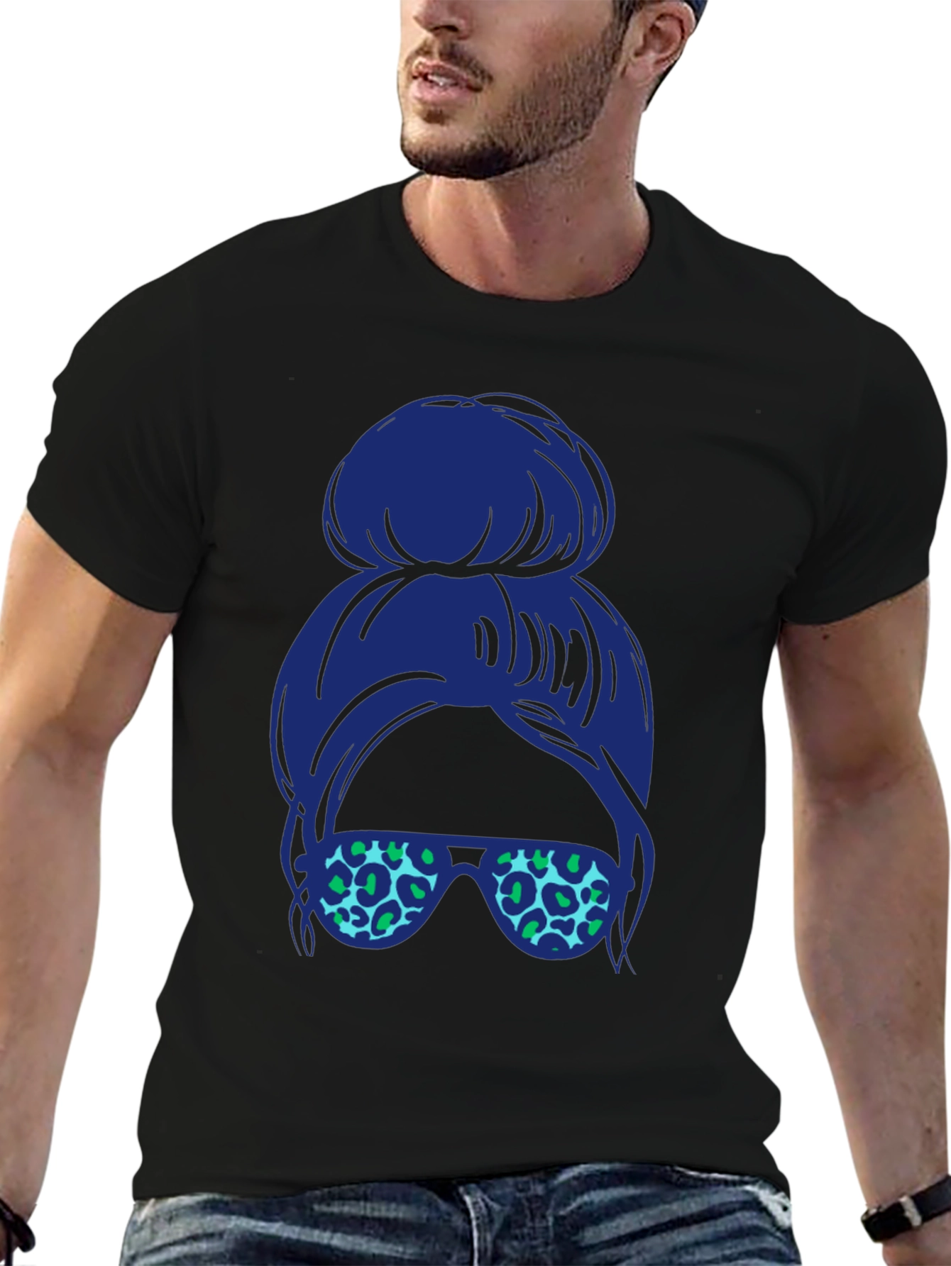 Messy Bun Leopard Sunglasses Tee