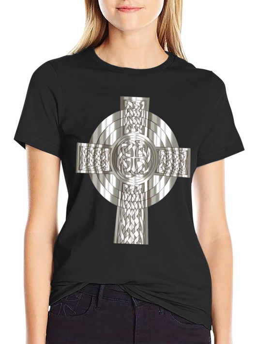 Celtic Cross Graphic Tee - Black Cotton Blend