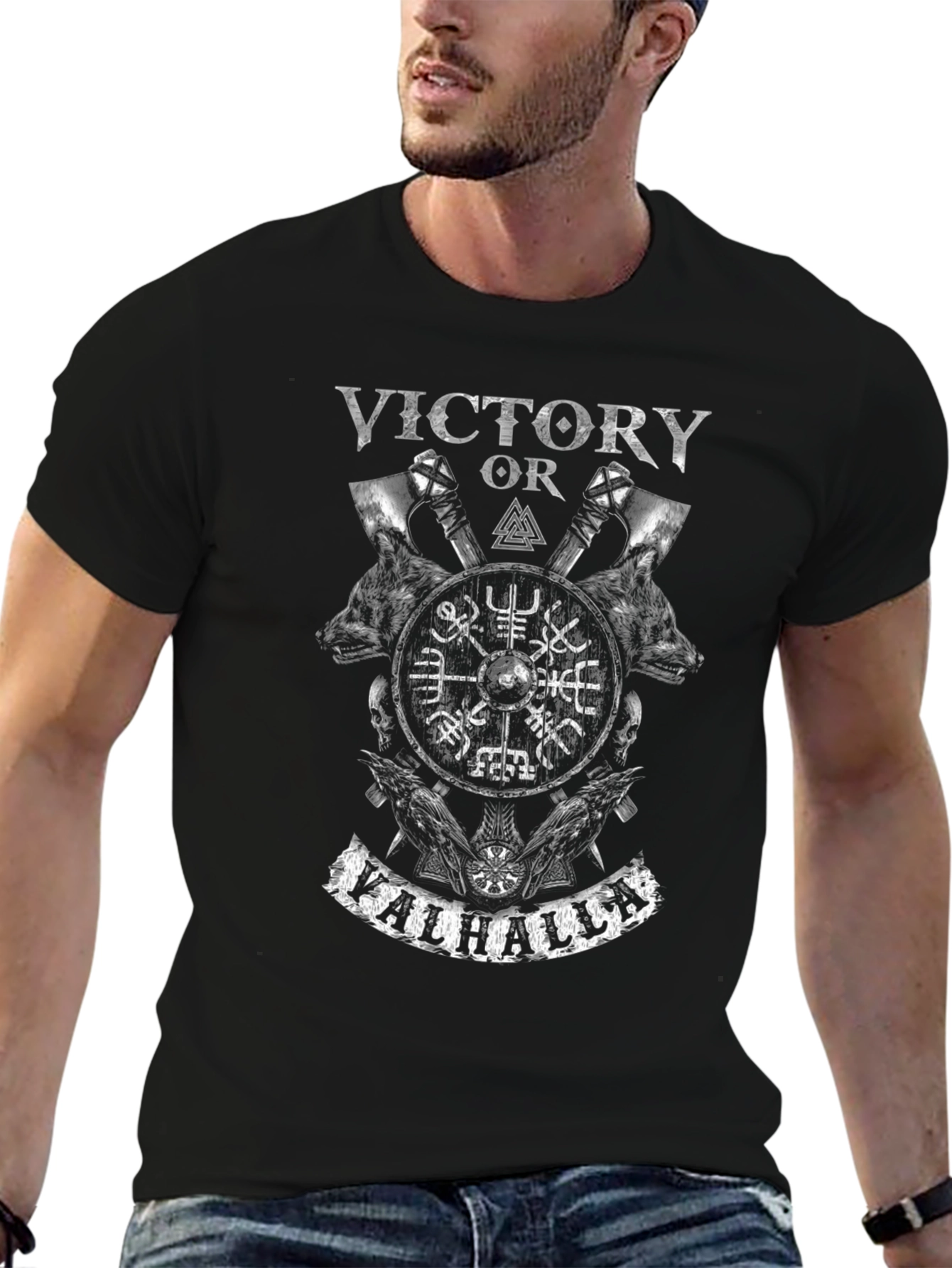 Victory or Valhalla Viking Graphic T-Shirt
