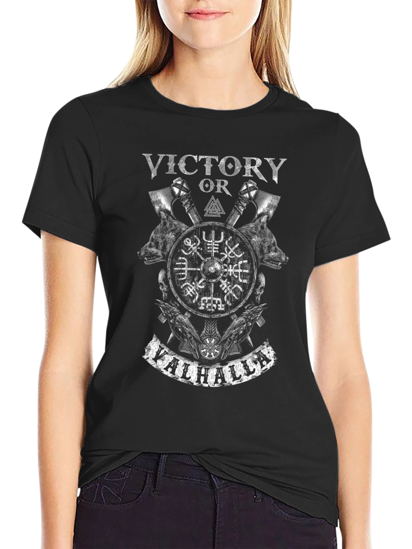 Victory or Valhalla Viking Graphic T-Shirt