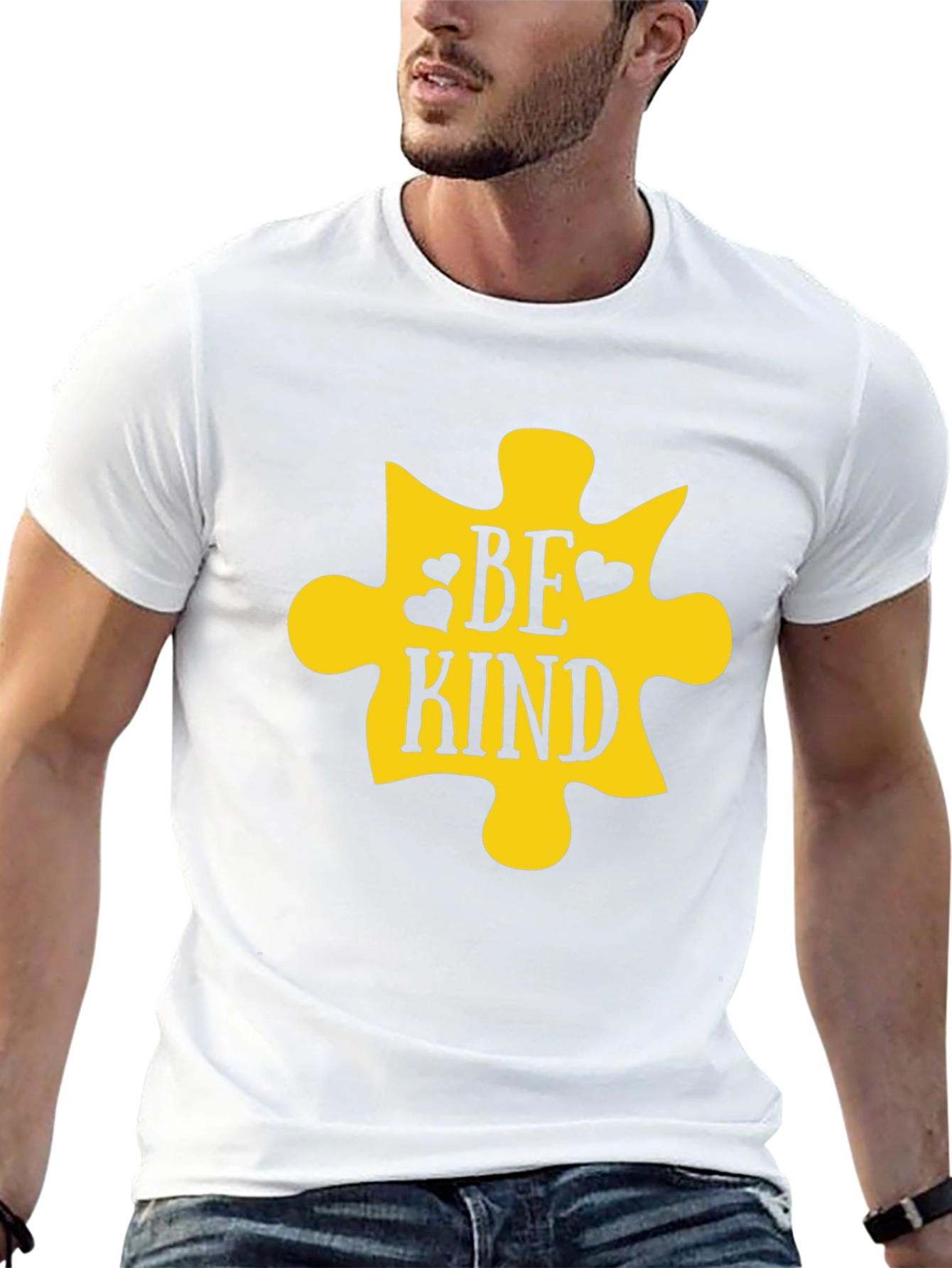 Be Kind Puzzle Piece Graphic Tee - Black Cotton