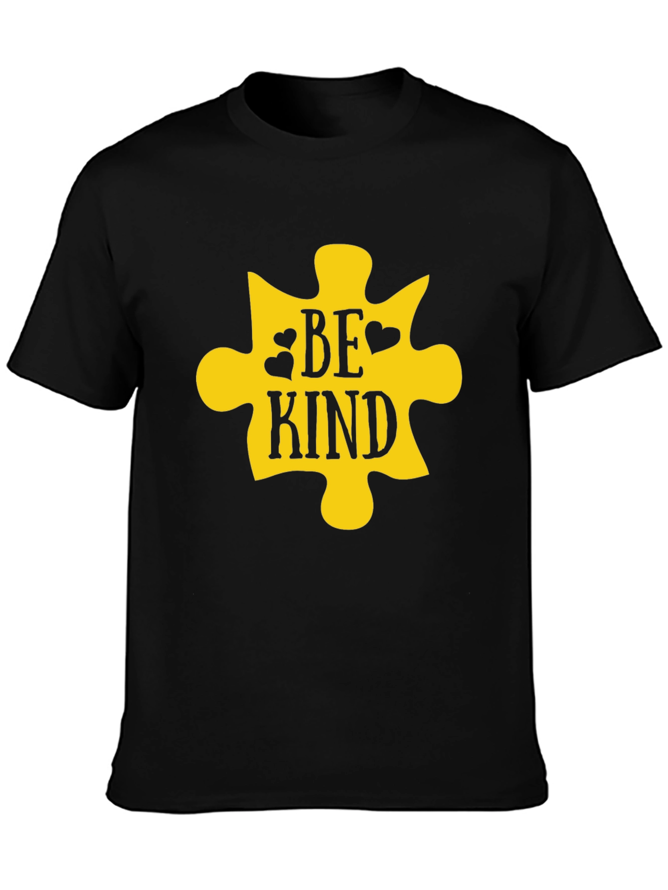 Be Kind Puzzle Piece Graphic Tee - Black Cotton