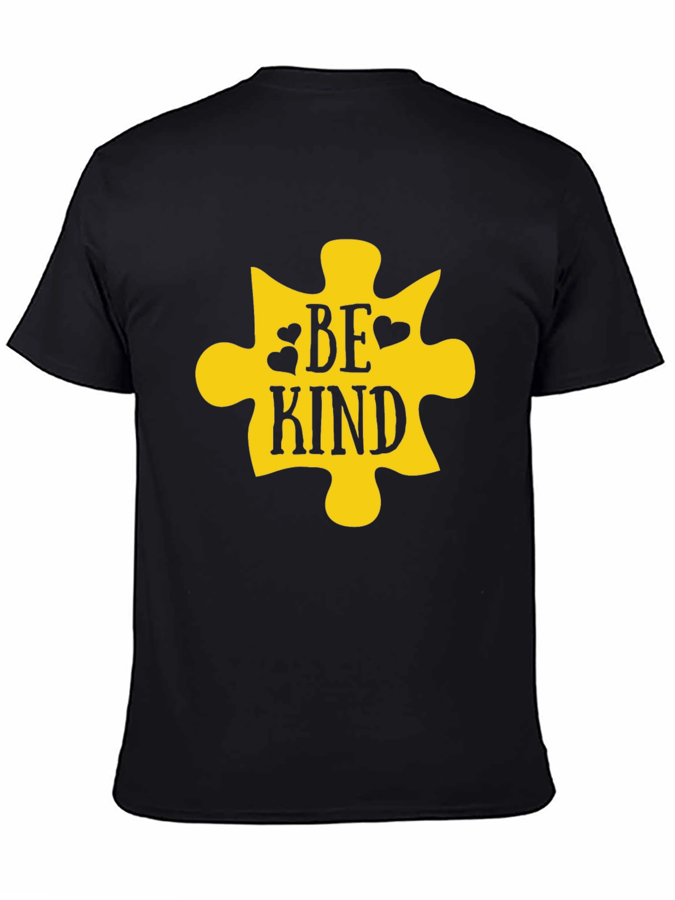 Be Kind Puzzle Piece Graphic Tee - Black Cotton