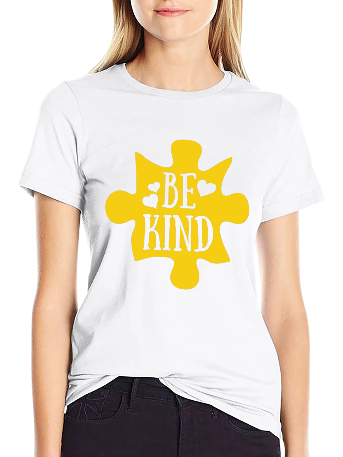 Be Kind Puzzle Piece Graphic Tee - Black Cotton