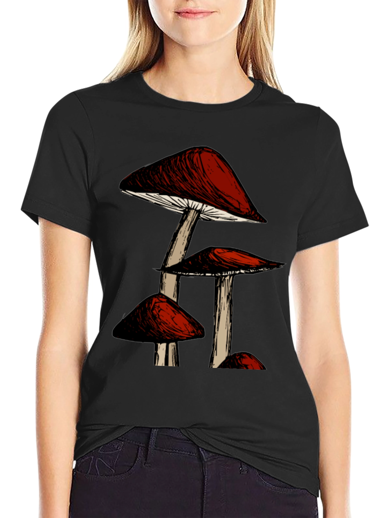 Mushroom Graphic Black T-Shirt