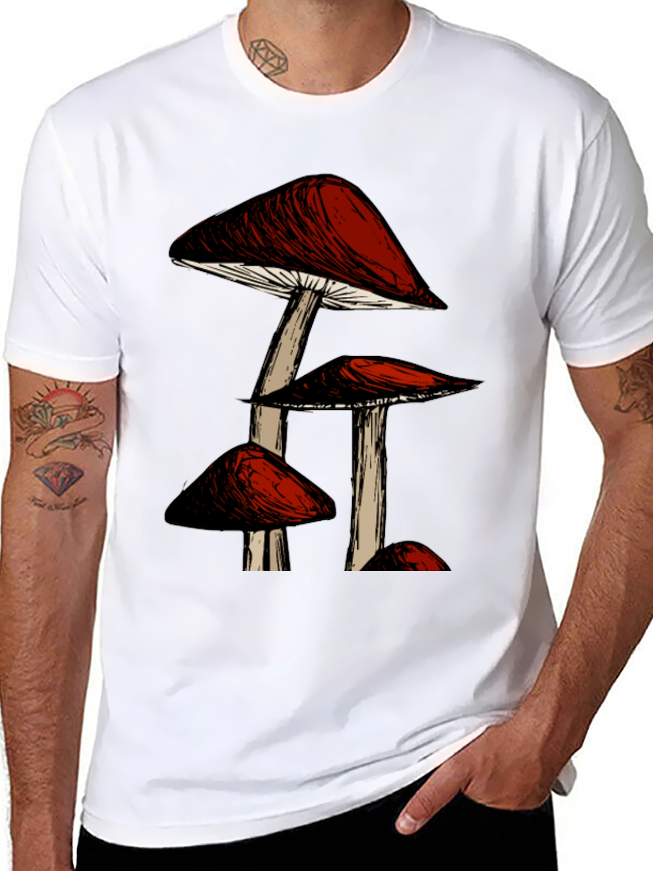 Mushroom Graphic Black T-Shirt