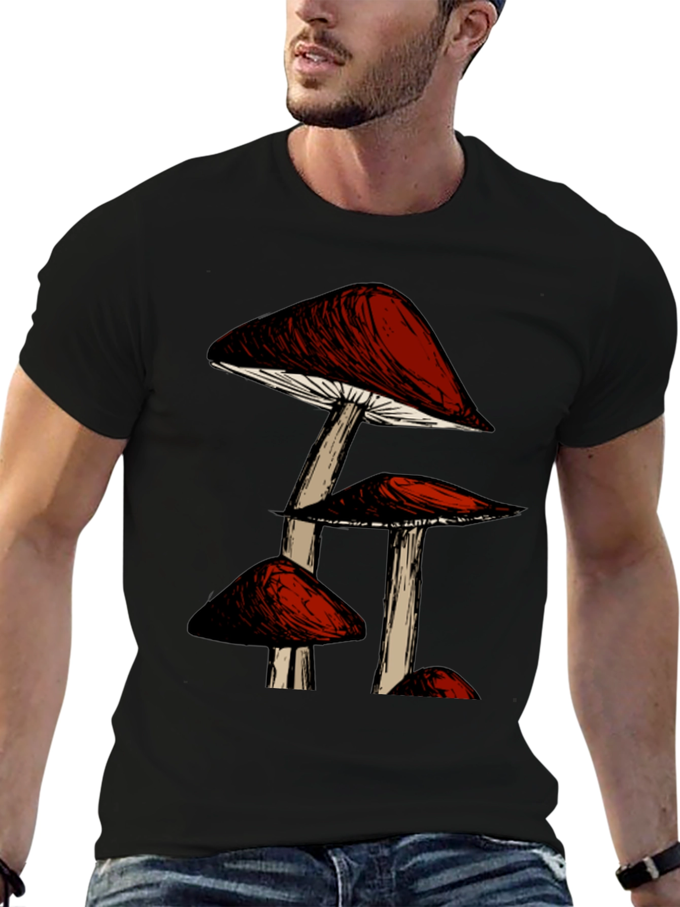 Mushroom Graphic Black T-Shirt