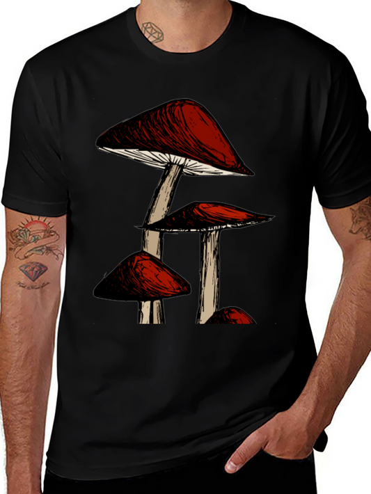 Mushroom Graphic Black T-Shirt