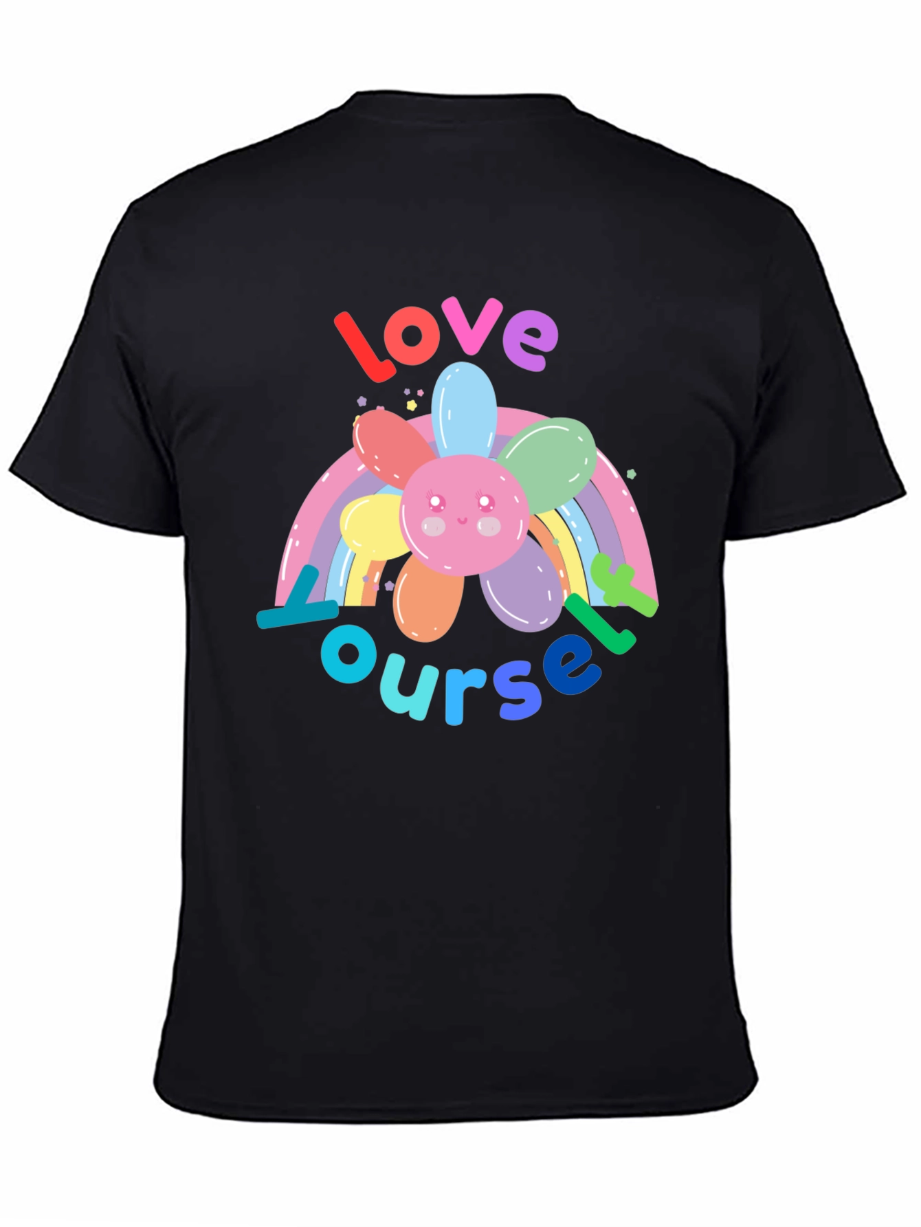 Love Yourself Rainbow Flower Graphic Tee