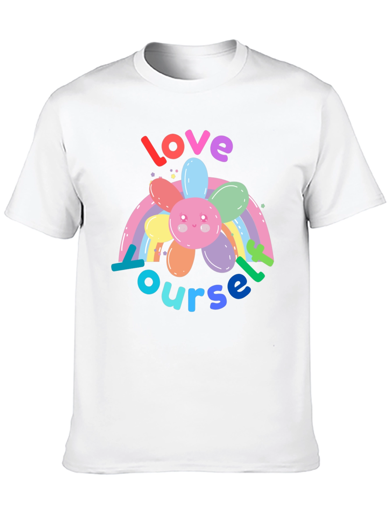 Love Yourself Rainbow Flower Graphic Tee