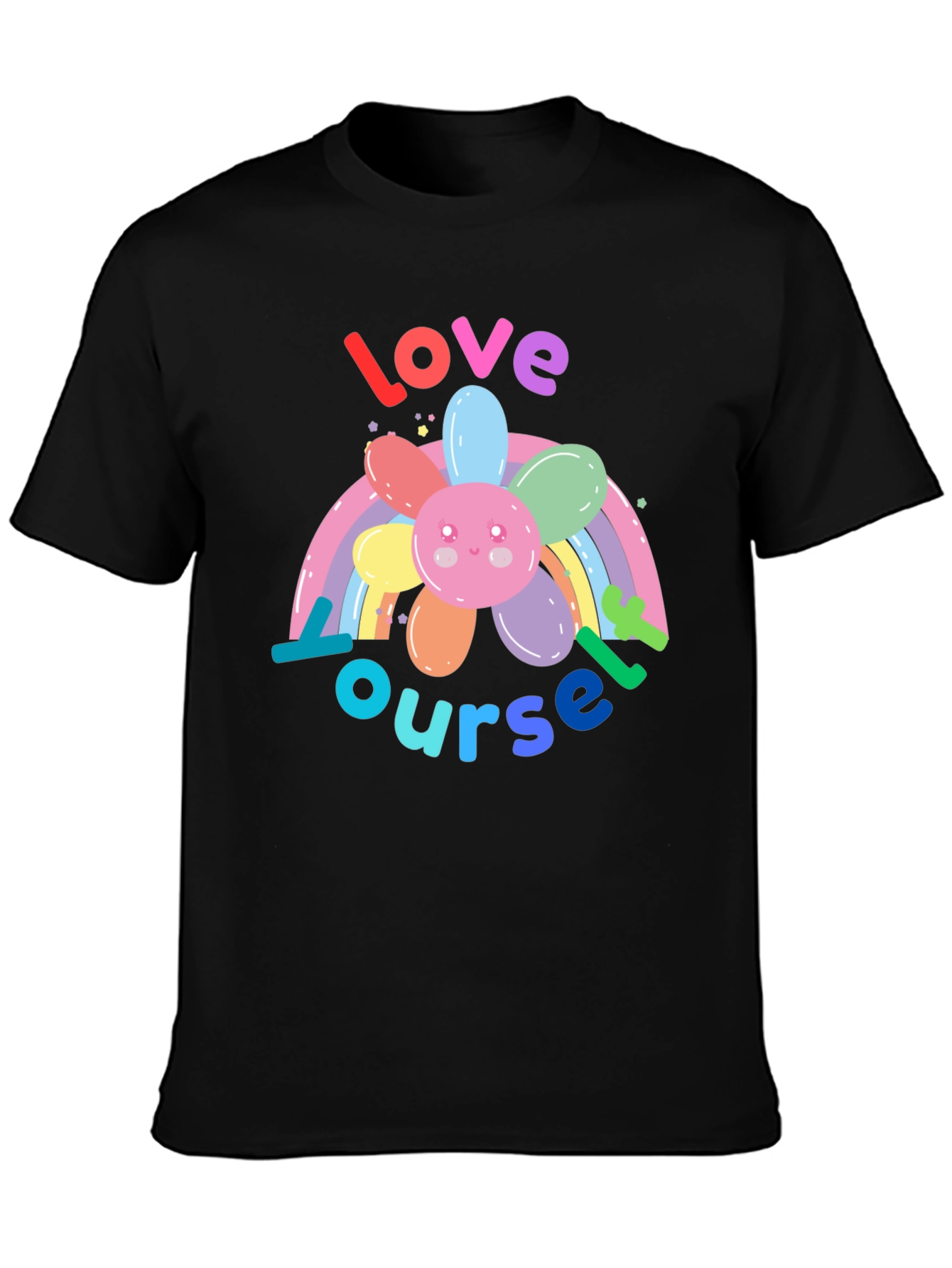 Love Yourself Rainbow Flower Graphic Tee