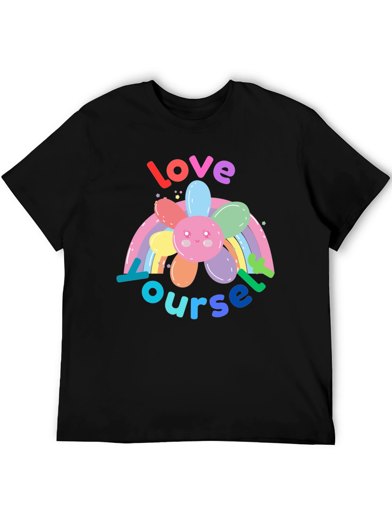 Love Yourself Rainbow Flower Graphic Tee