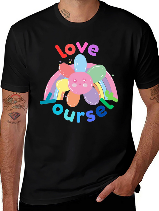 Love Yourself Rainbow Flower Graphic Tee