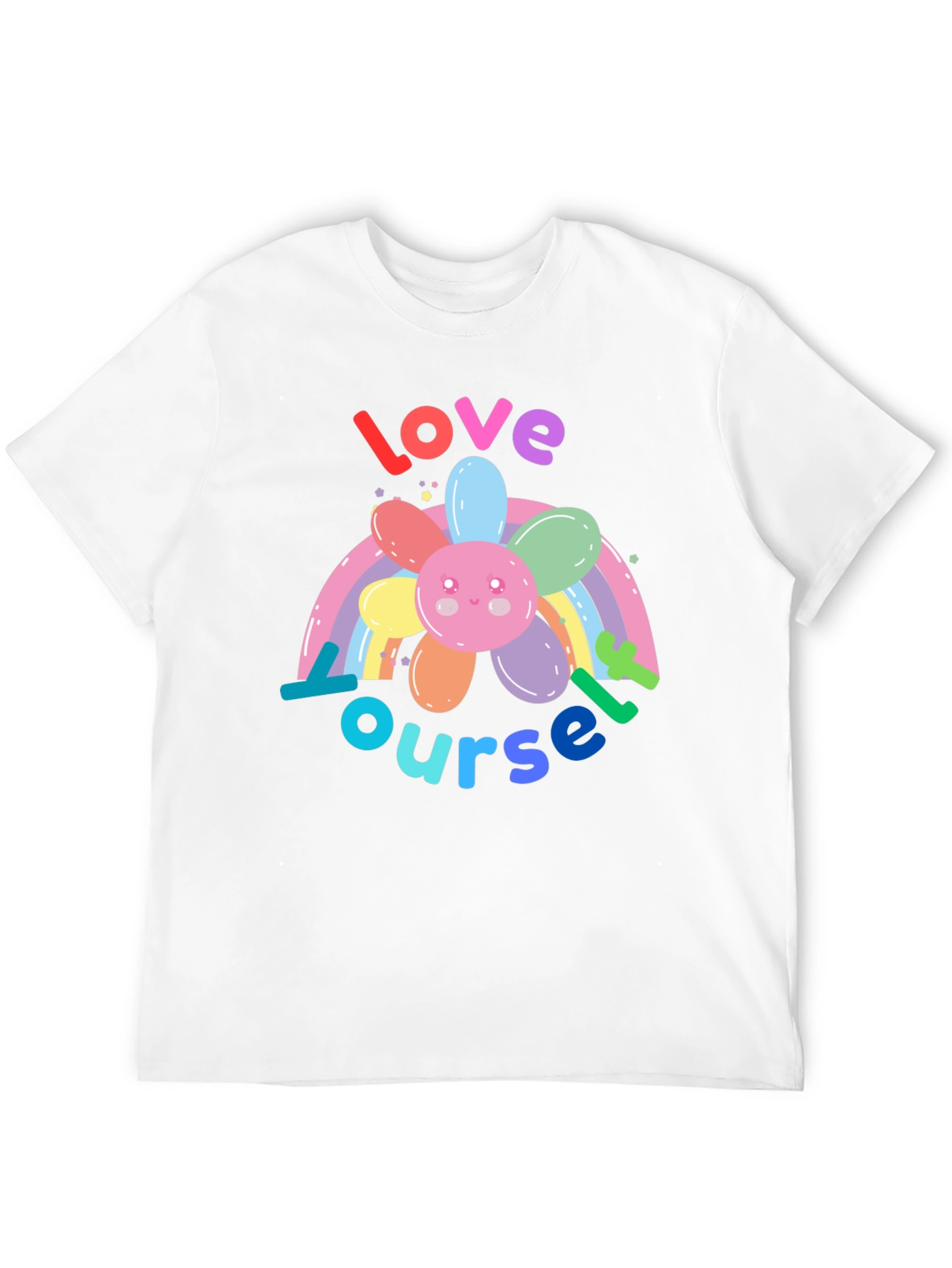 Love Yourself Rainbow Flower Graphic Tee