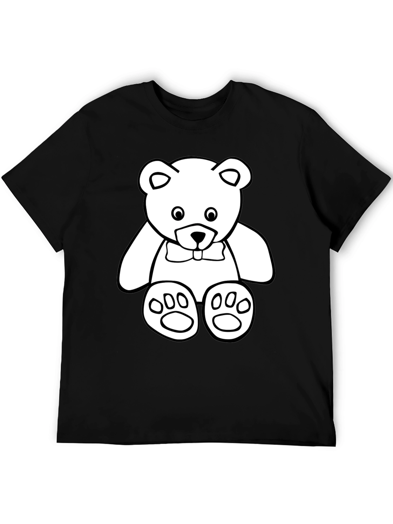 Cute Teddy Bear Graphic Black T-Shirt