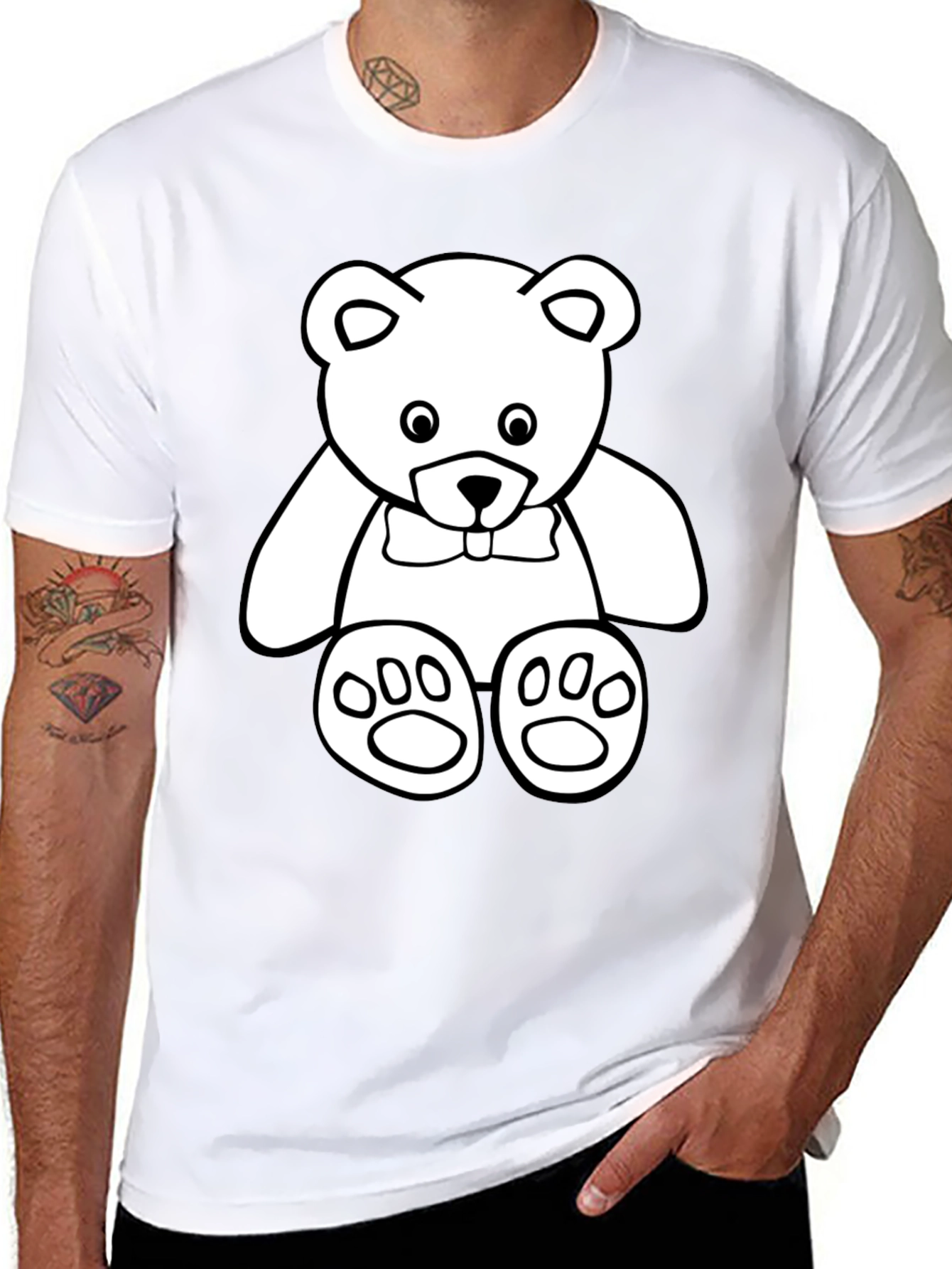 Cute Teddy Bear Graphic Black T-Shirt