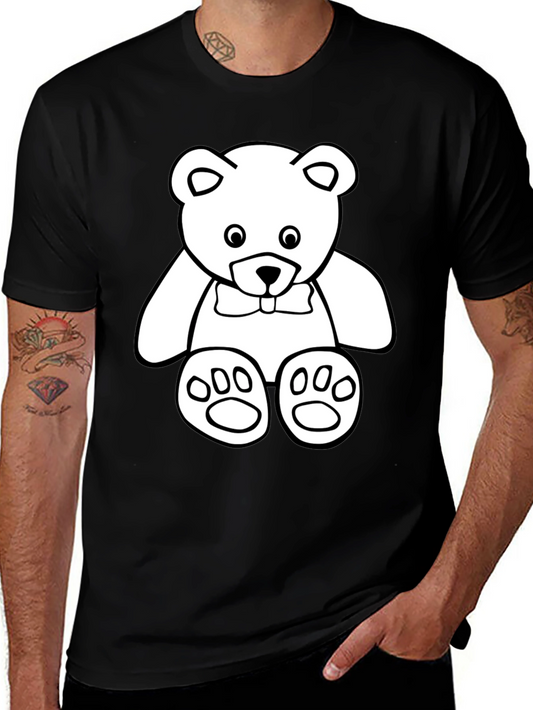 Cute Teddy Bear Graphic Black T-Shirt